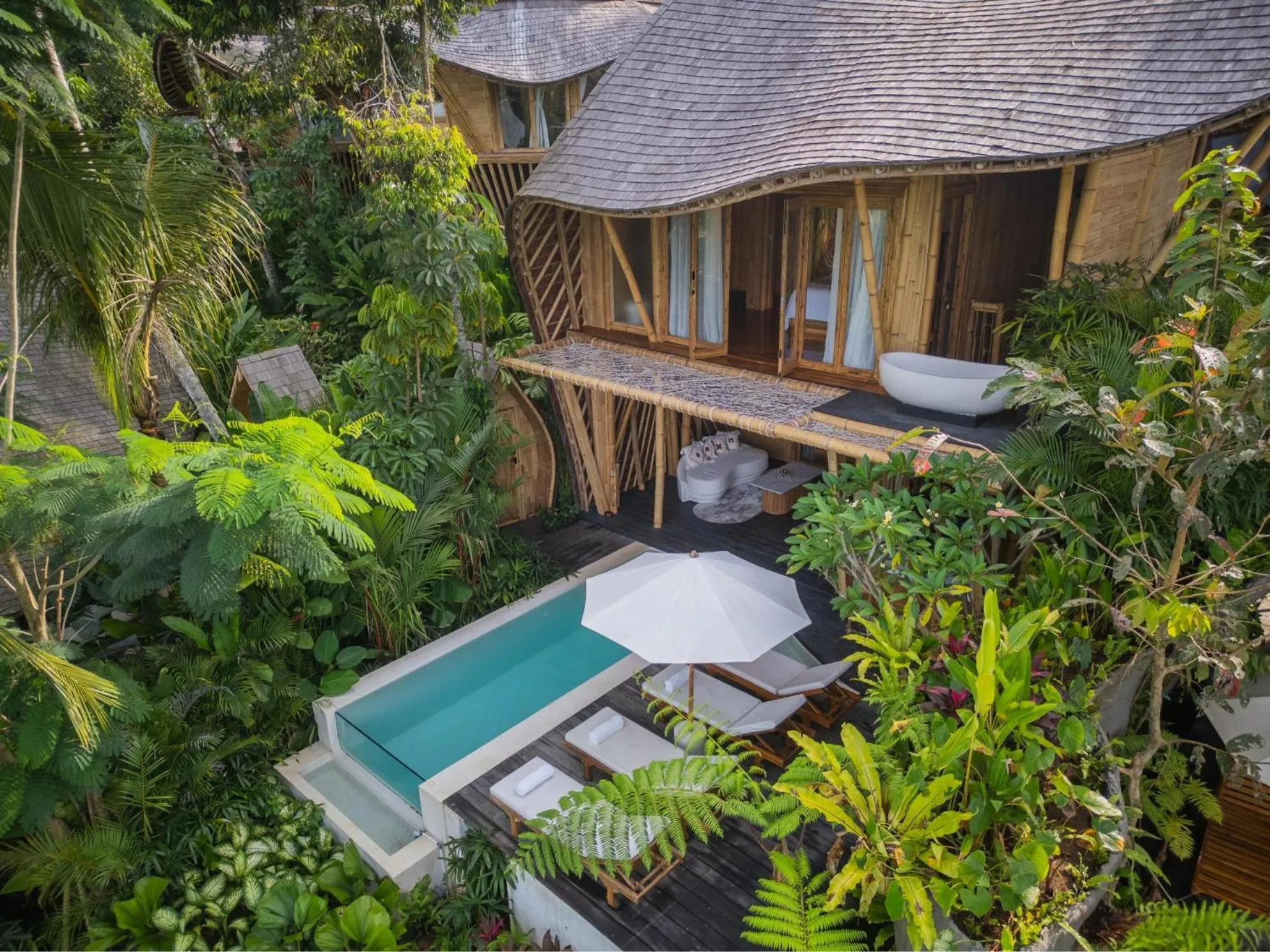 Pool view in Bambootel Sawah View