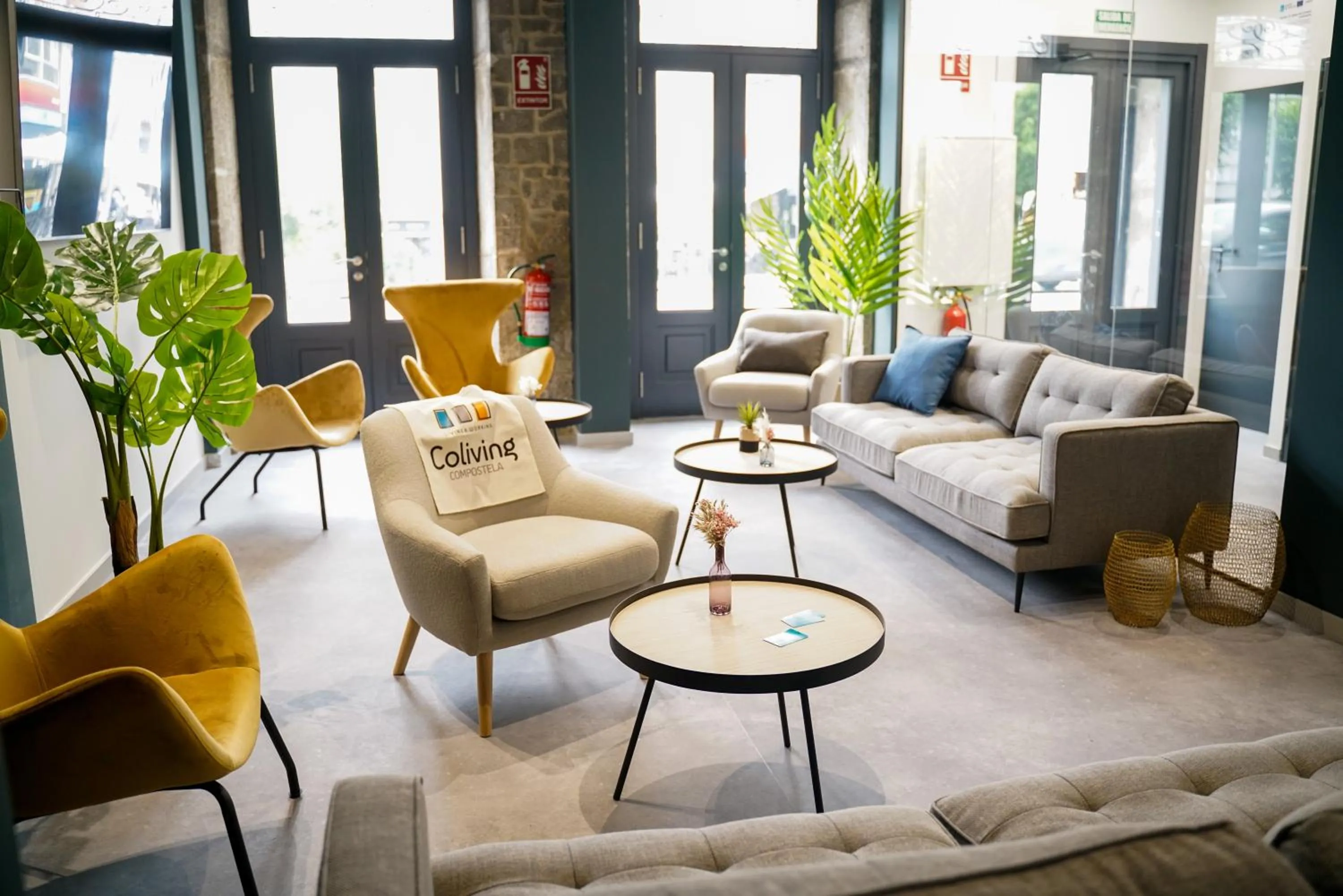 Seating area in Coliving Compostela