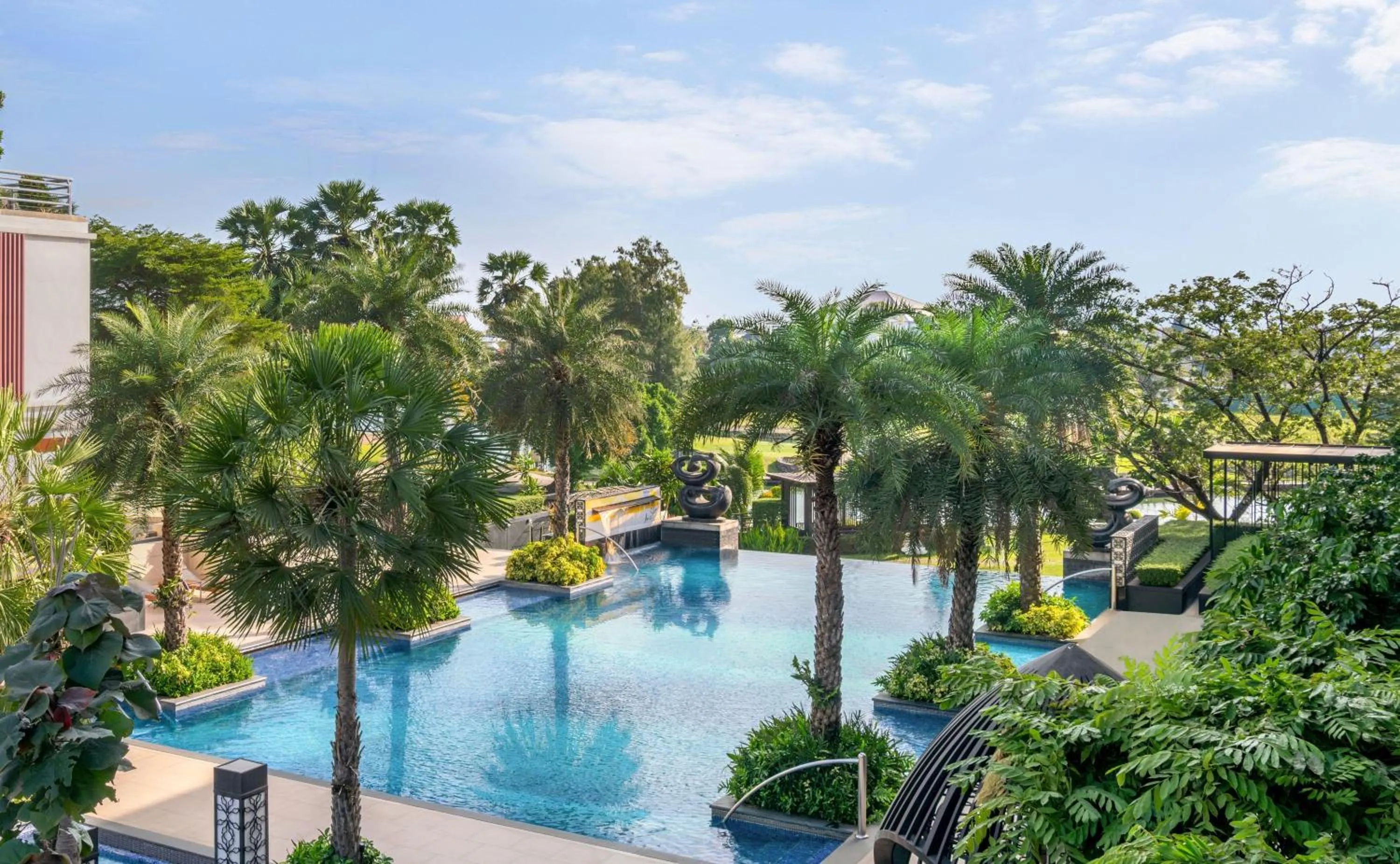 Pool view in Hilton Bangkok Suvarnabhumi Golf Resort & Spa