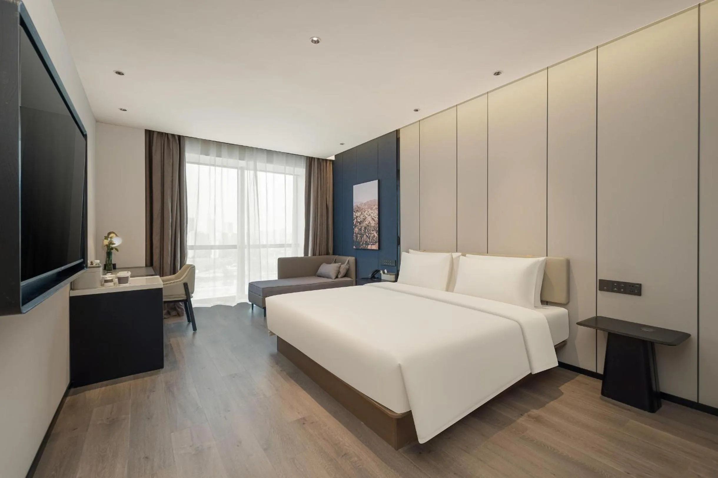 Bed in Atour Hotel Nantong Longxin Plaza