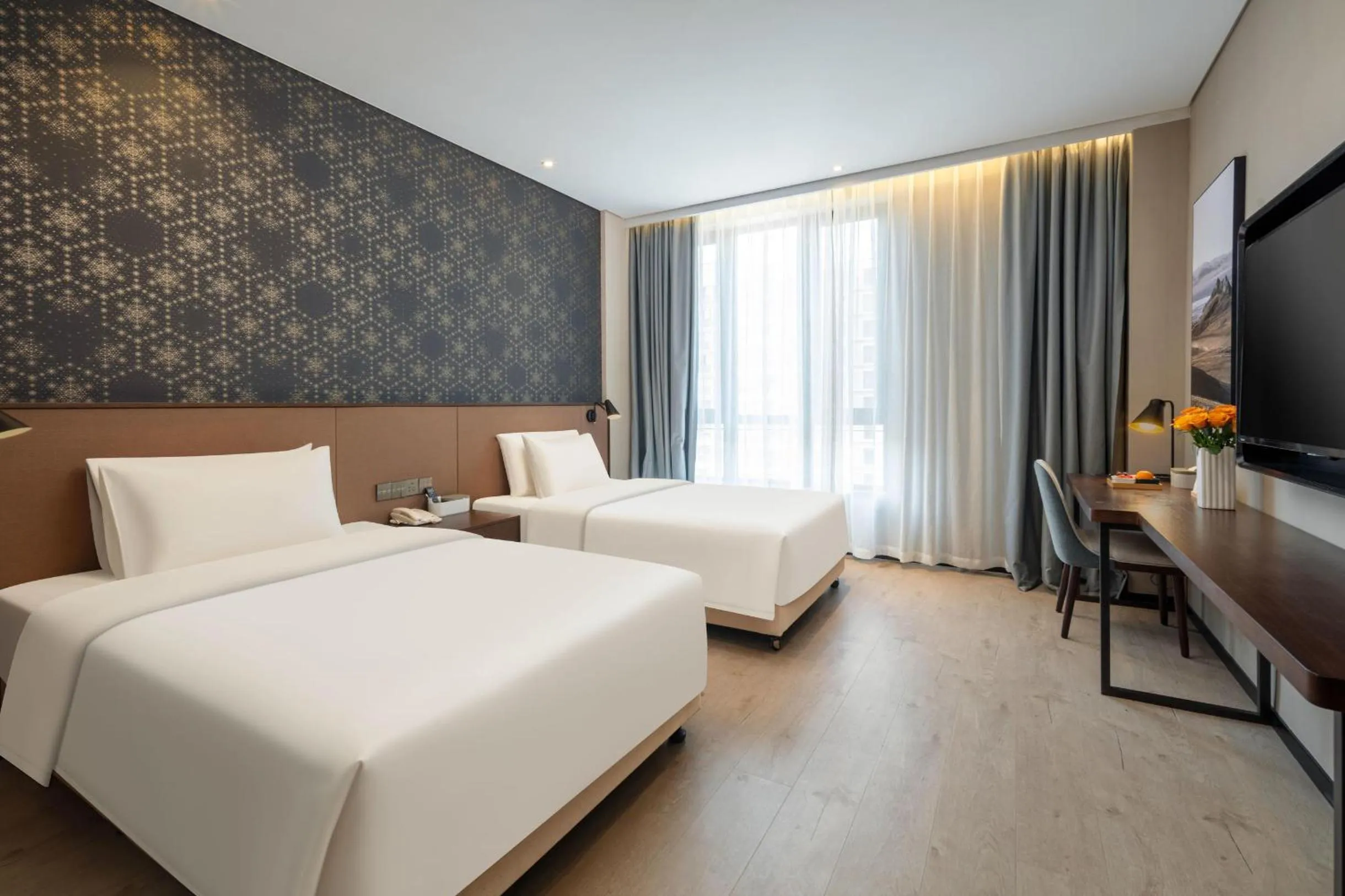 Bed in Atour X Hotel Suzhou Xiangcheng Vigorous Island Subway Station