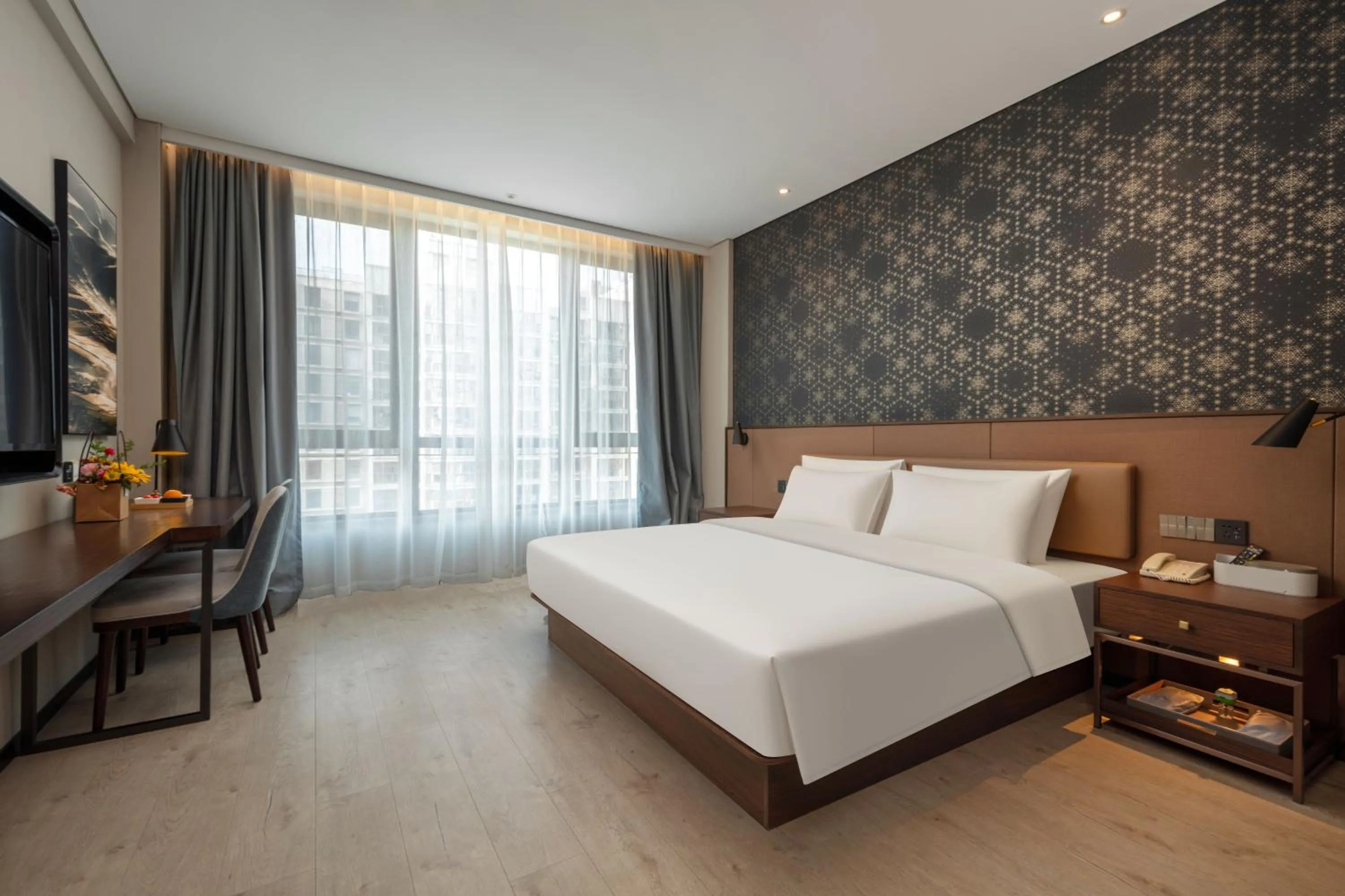 Bed in Atour X Hotel Suzhou Xiangcheng Vigorous Island Subway Station