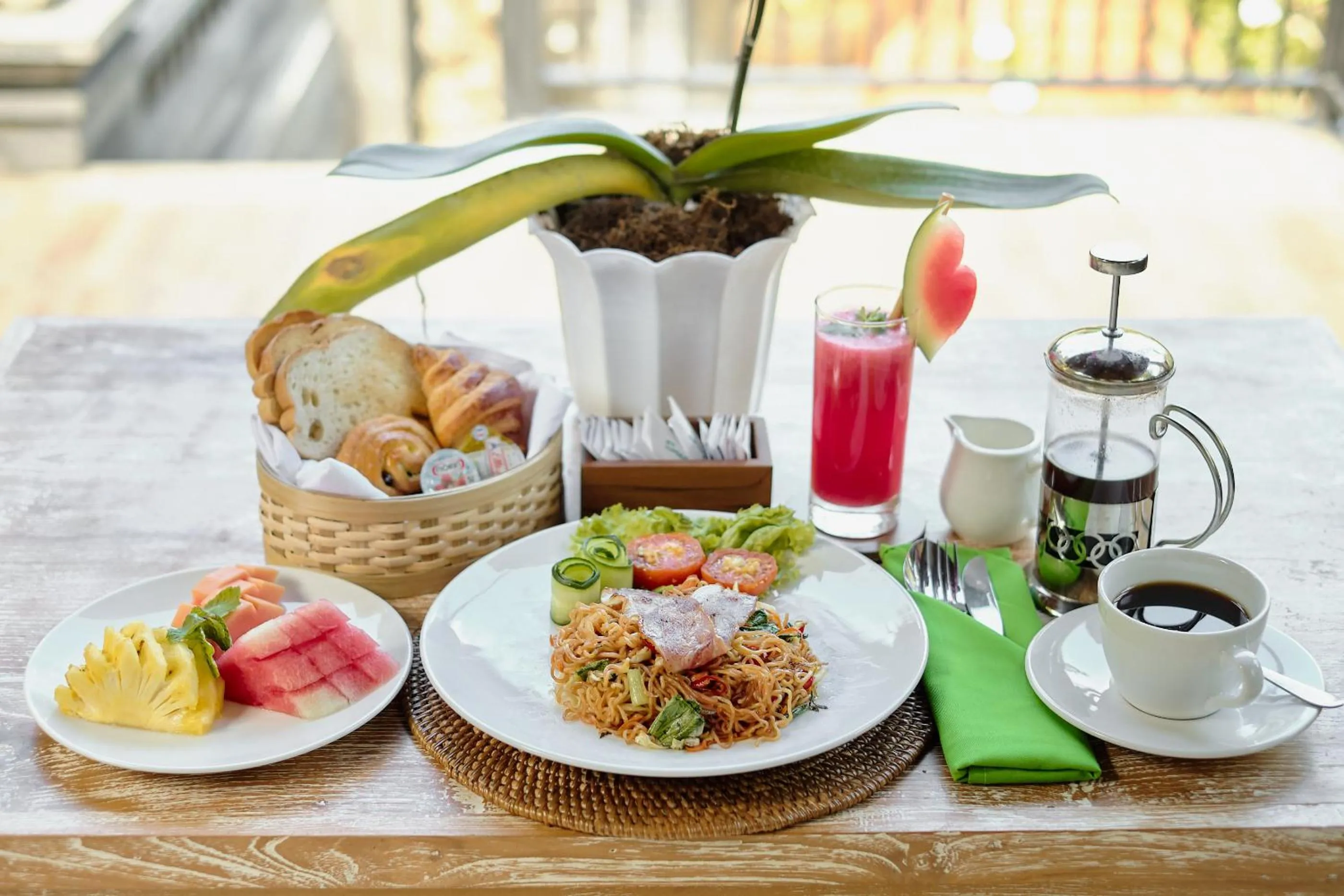 Asian breakfast in Tigata Ubud Cottage