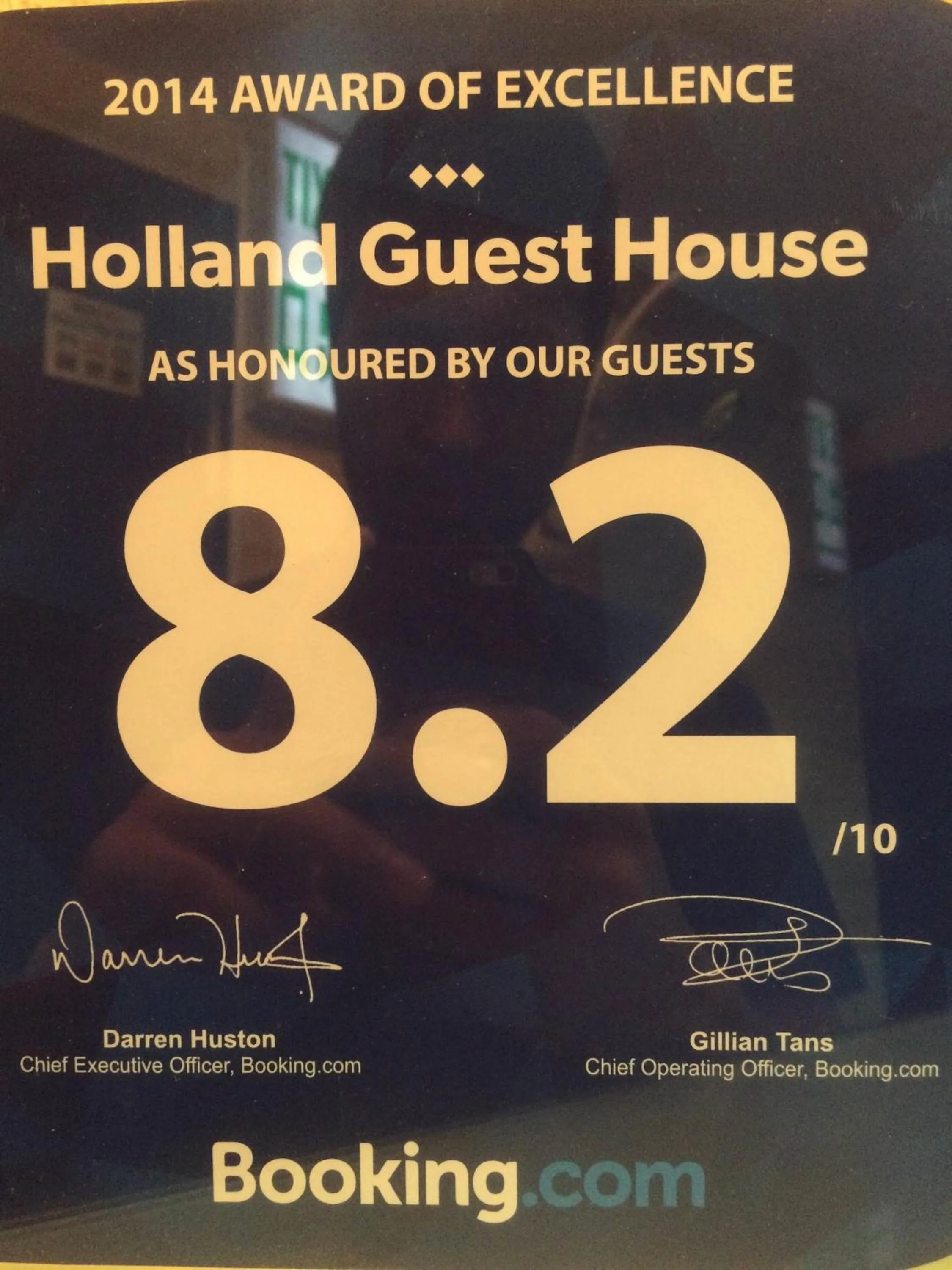 Certificate/Award in Holland Guest House