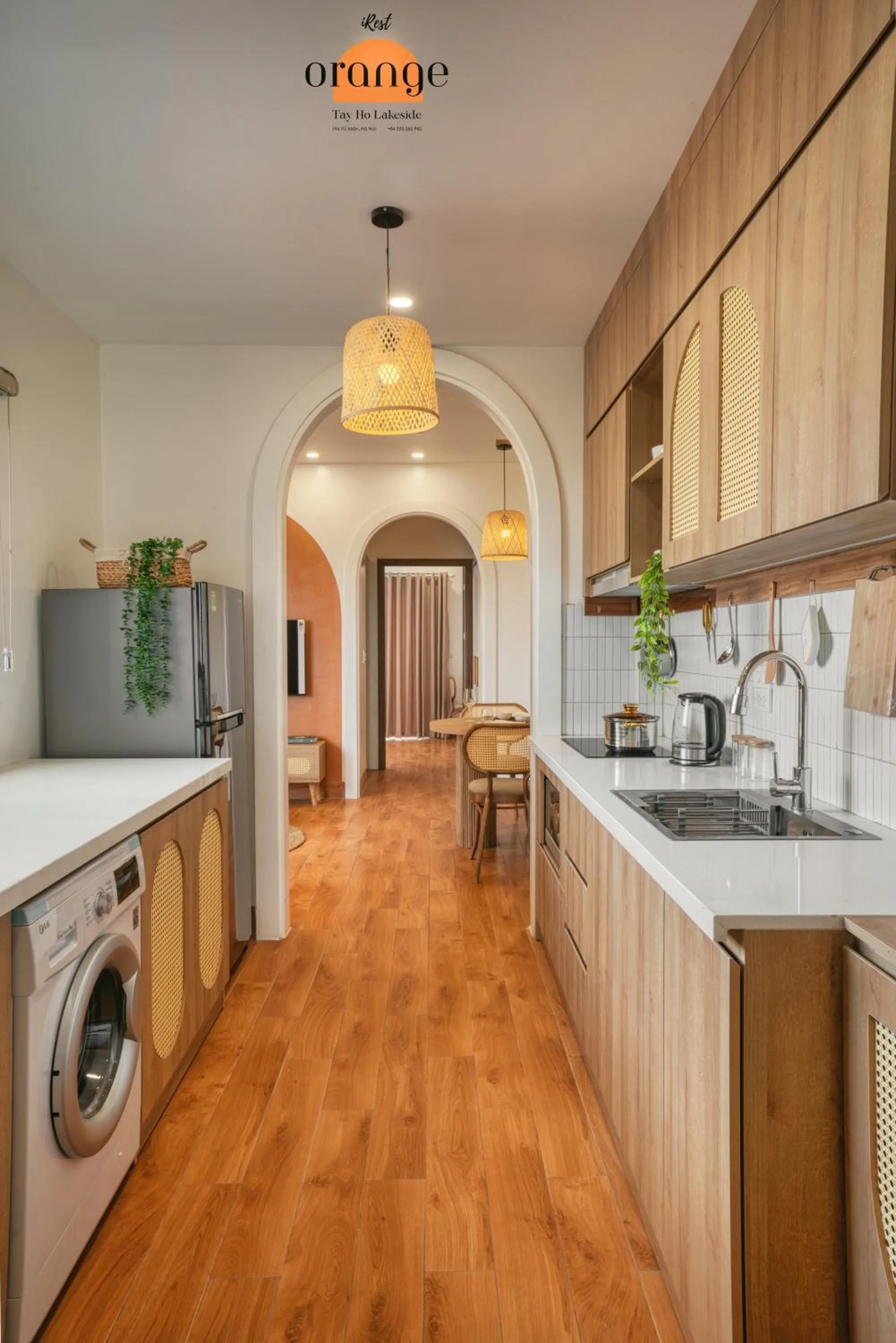 Kitchen or kitchenette in iRest Orange Tay Ho Lakeside Apartment