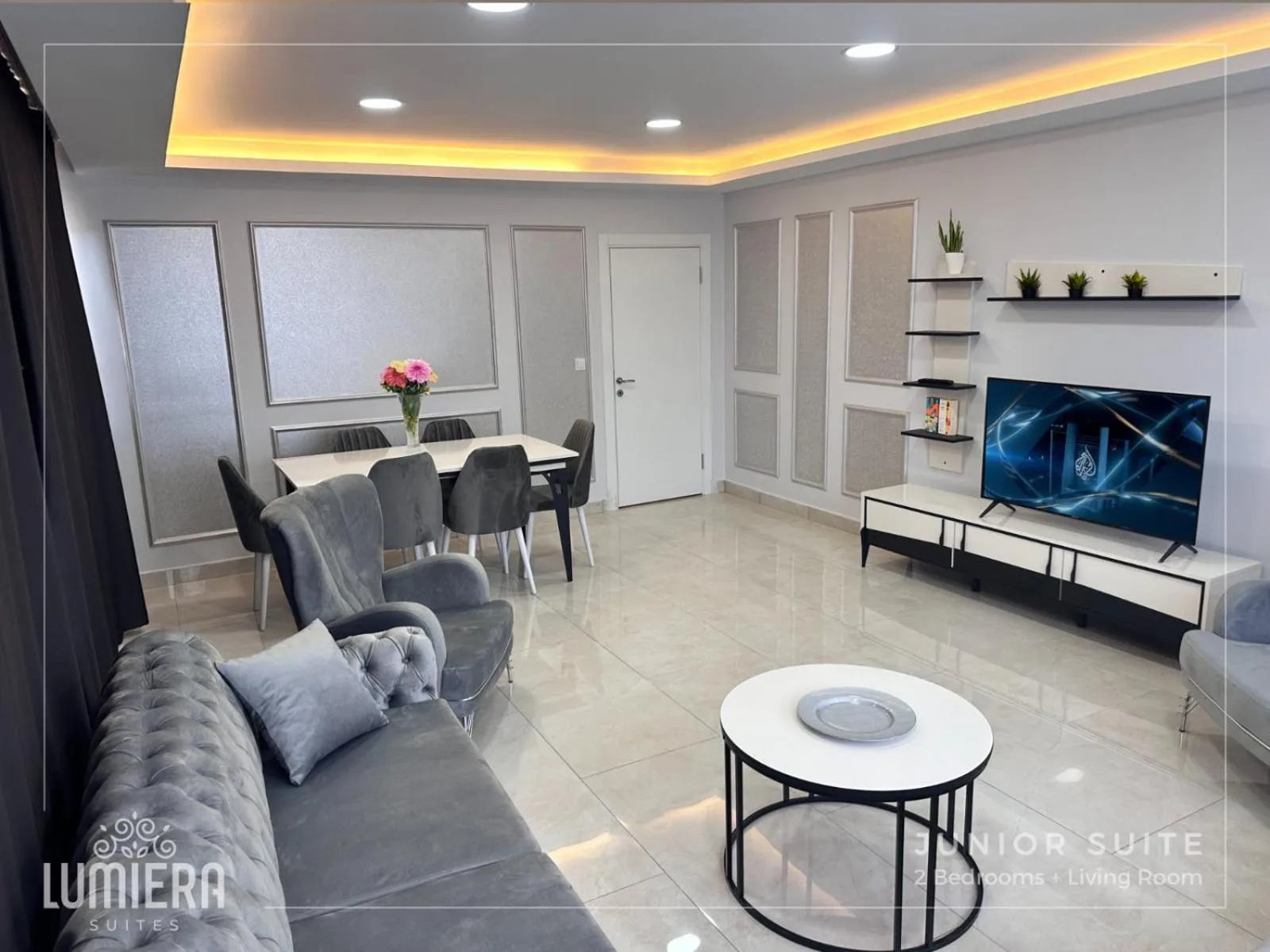 Seating area in Lumiera Suites Hotel