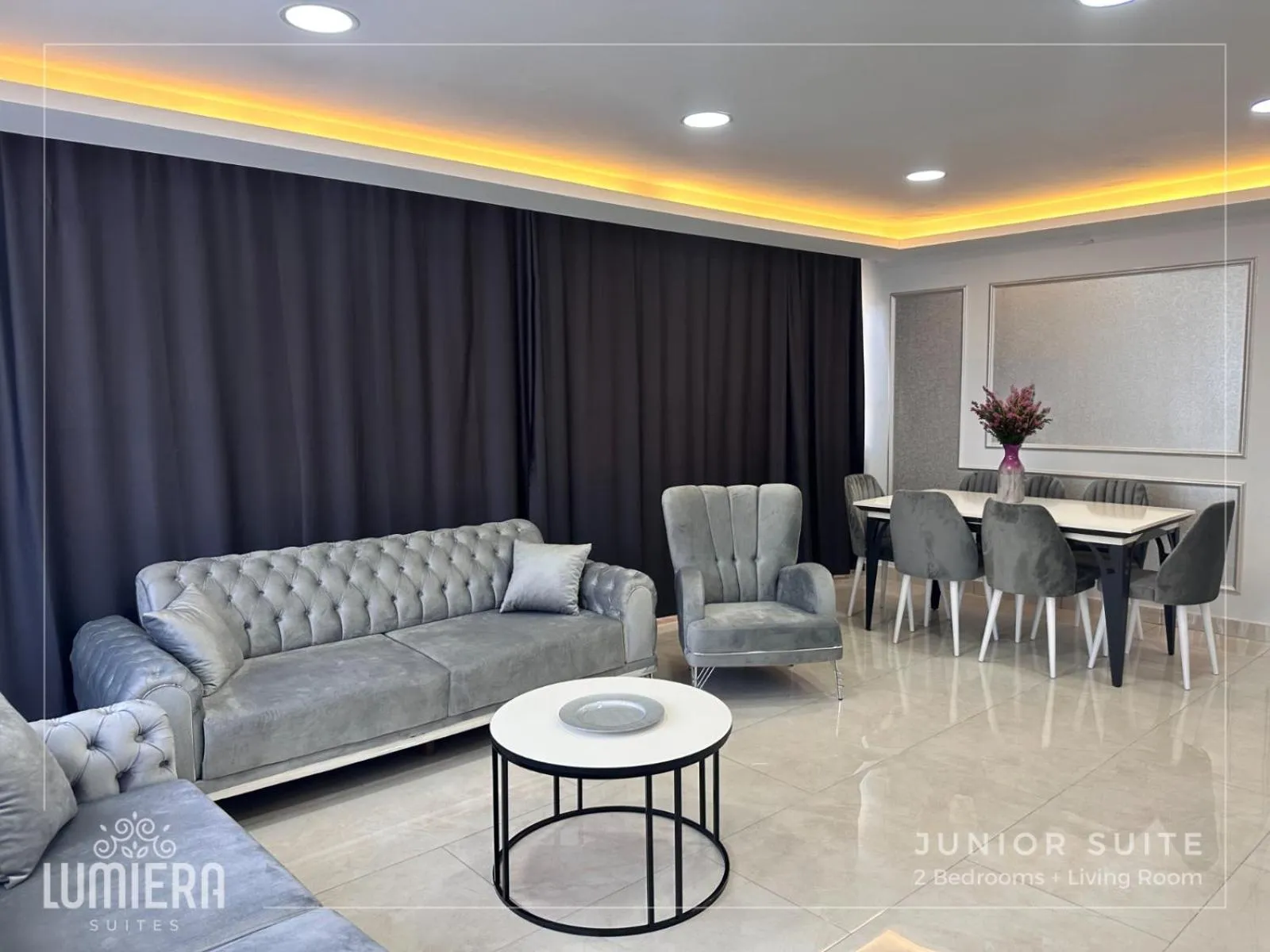 Seating area in Lumiera Suites Hotel