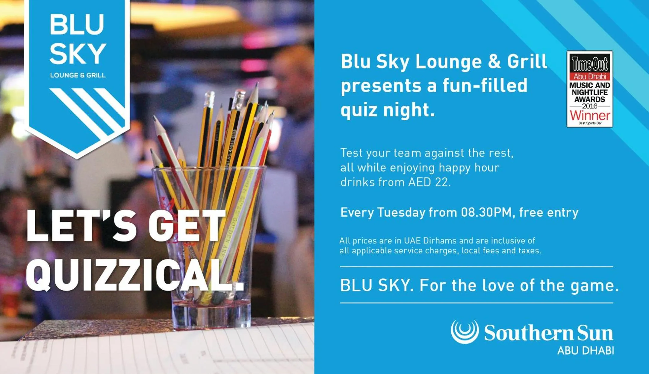 Alcoholic drinks in Southern Sun Abu Dhabi