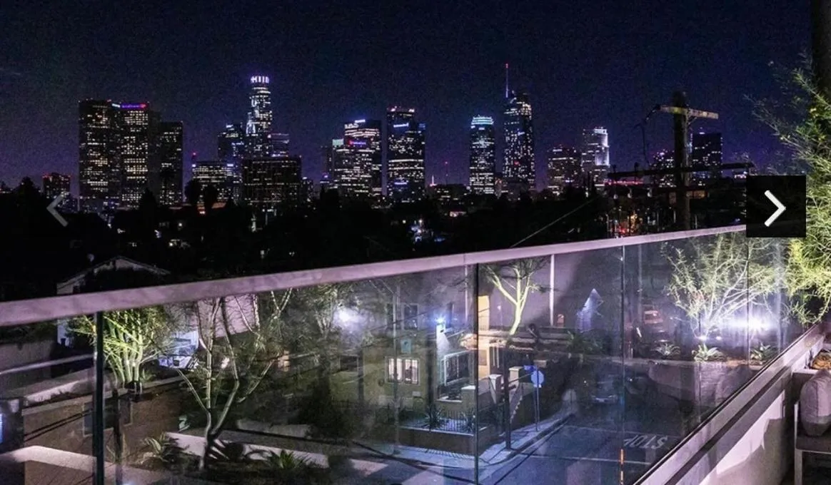 Property building in Downtown Los Angeles Skyline balcony view Modern Penthouse