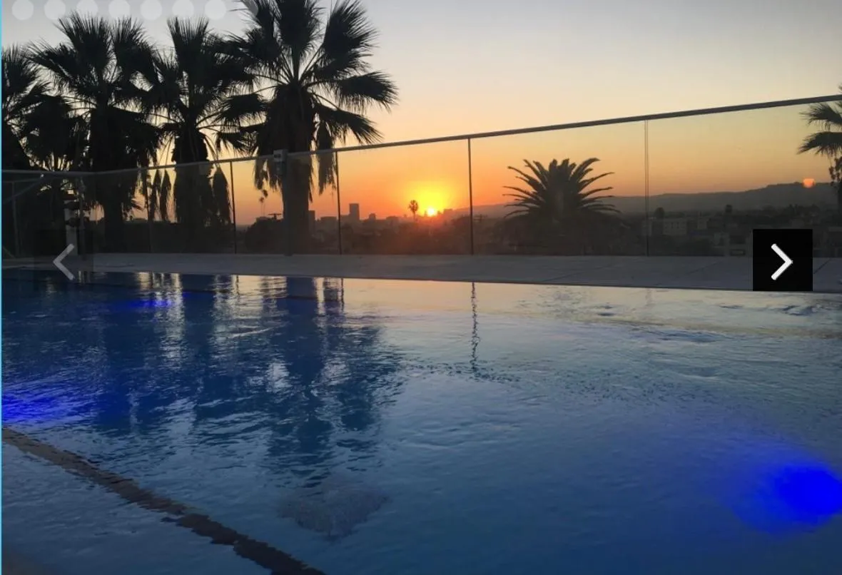Day in Downtown Los Angeles Skyline balcony view Modern Penthouse