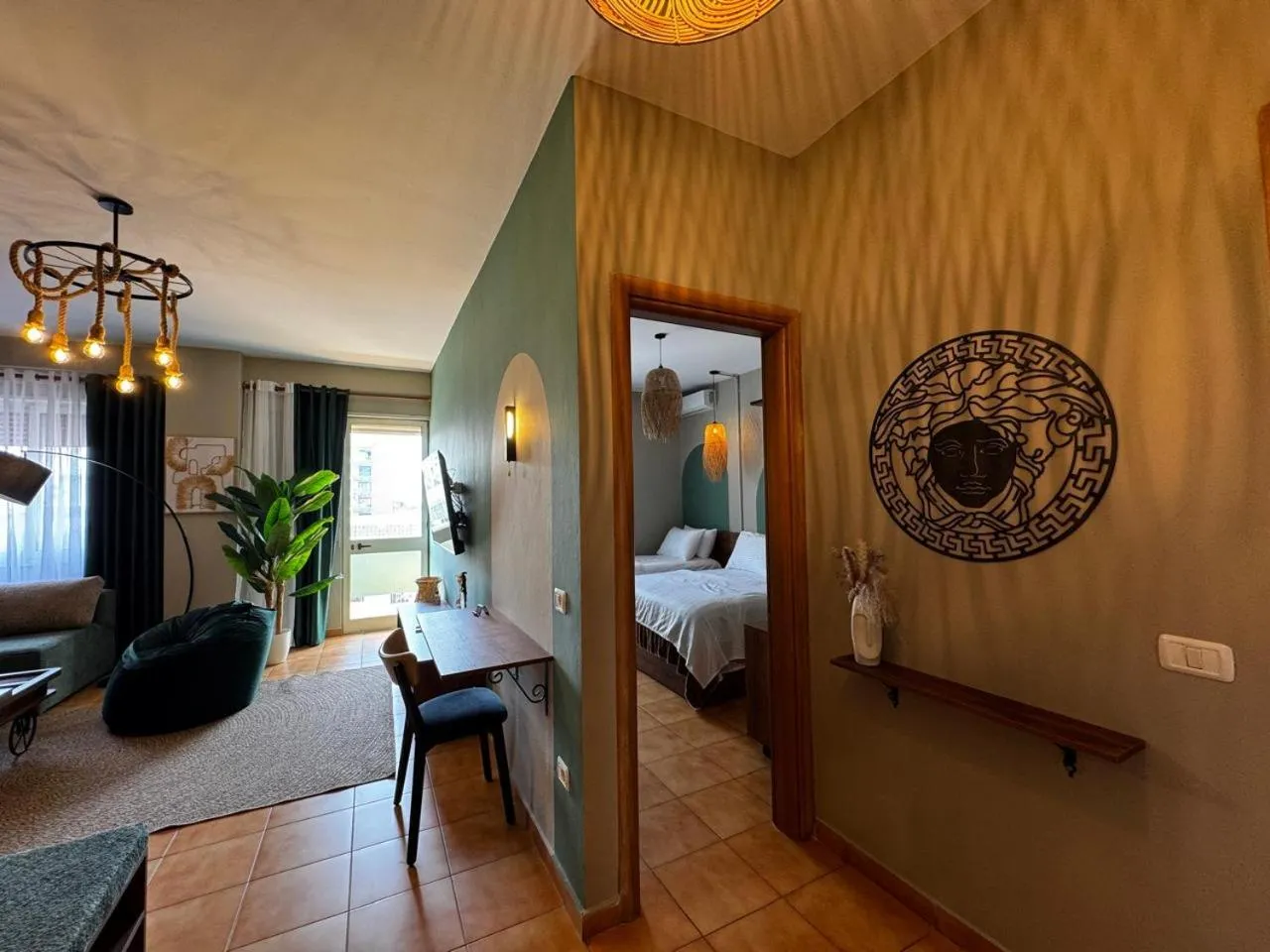 Photo of the whole room, Bed in Boho Central Apartment