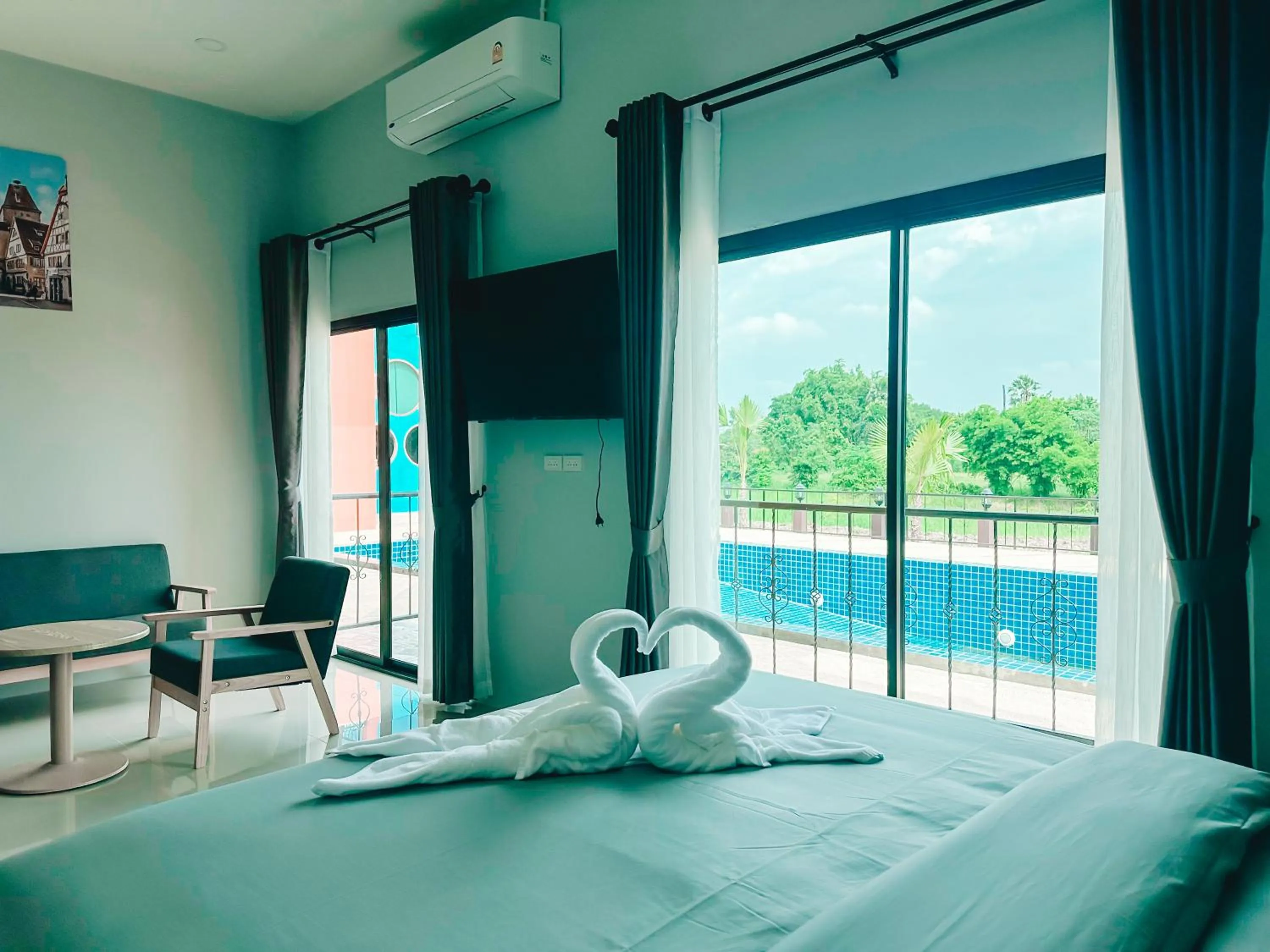 Bed in Tuscany Hotel Buriram