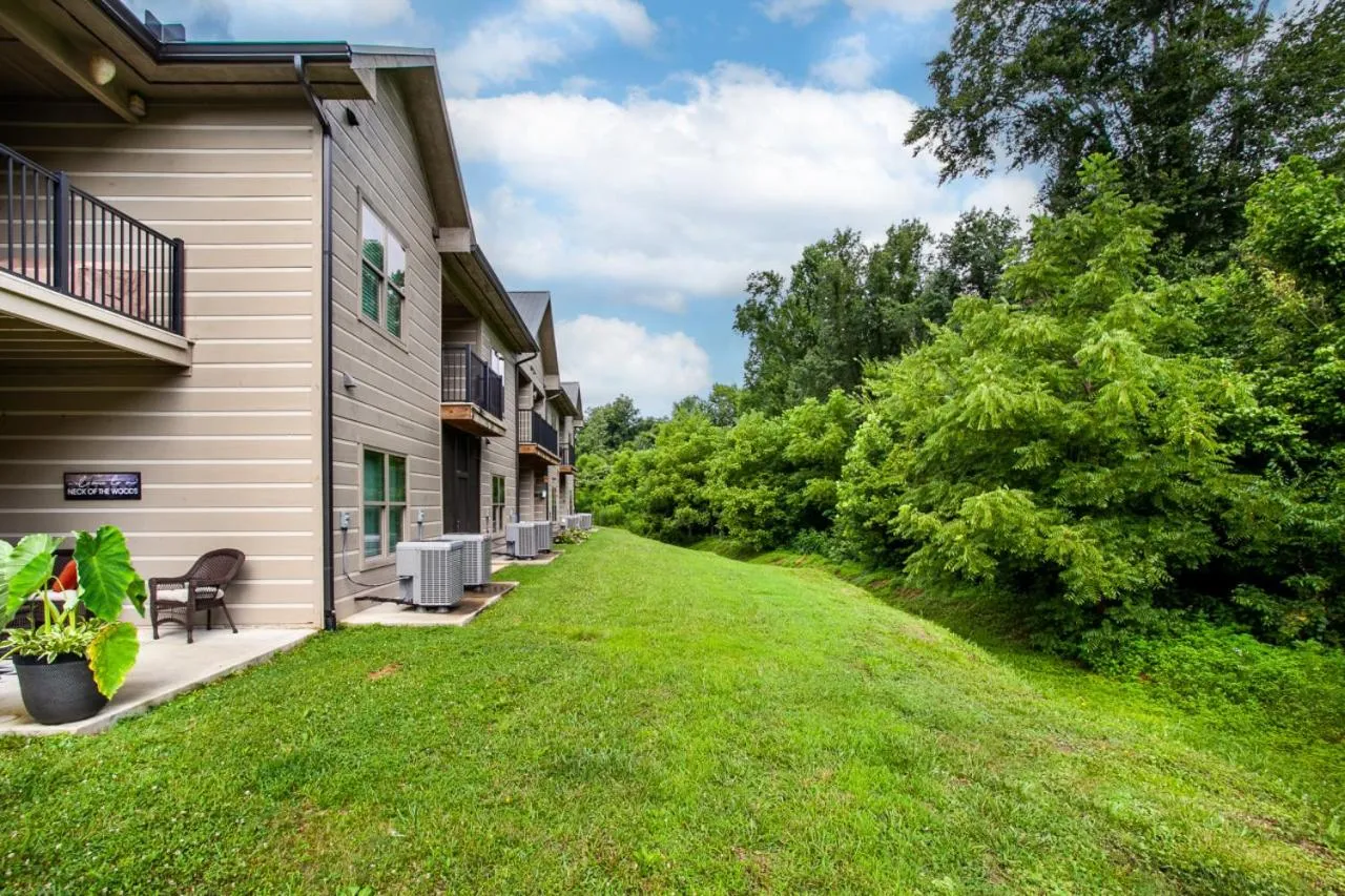 Patio in Elegant End Condo Fireplace Community Amenities