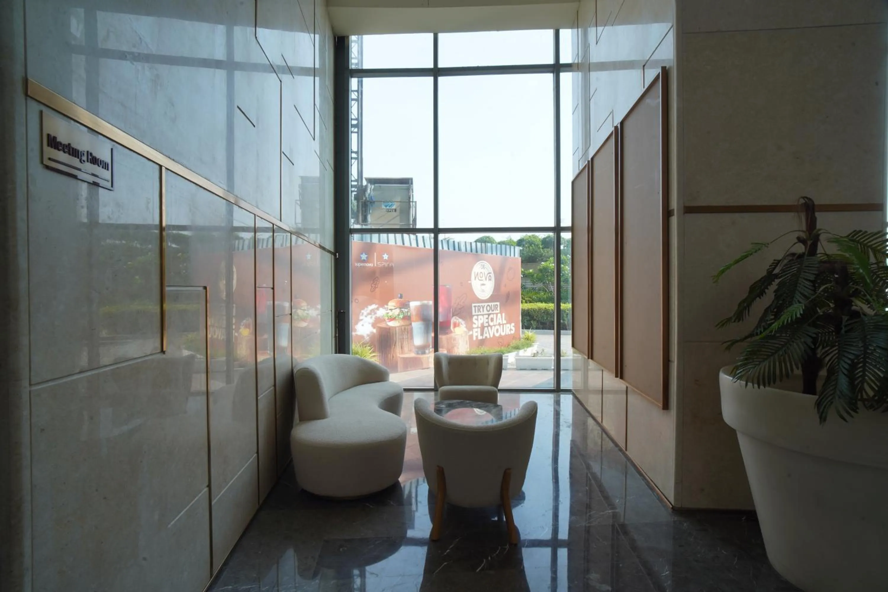 Seating area in Hotel Livbox at Supernova