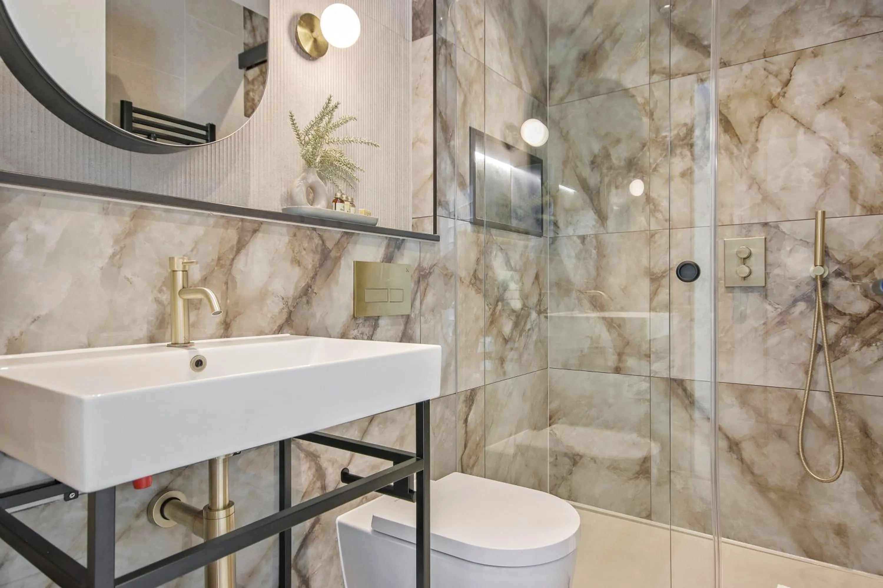 Shower in Bow Lane by Aeria Apartments