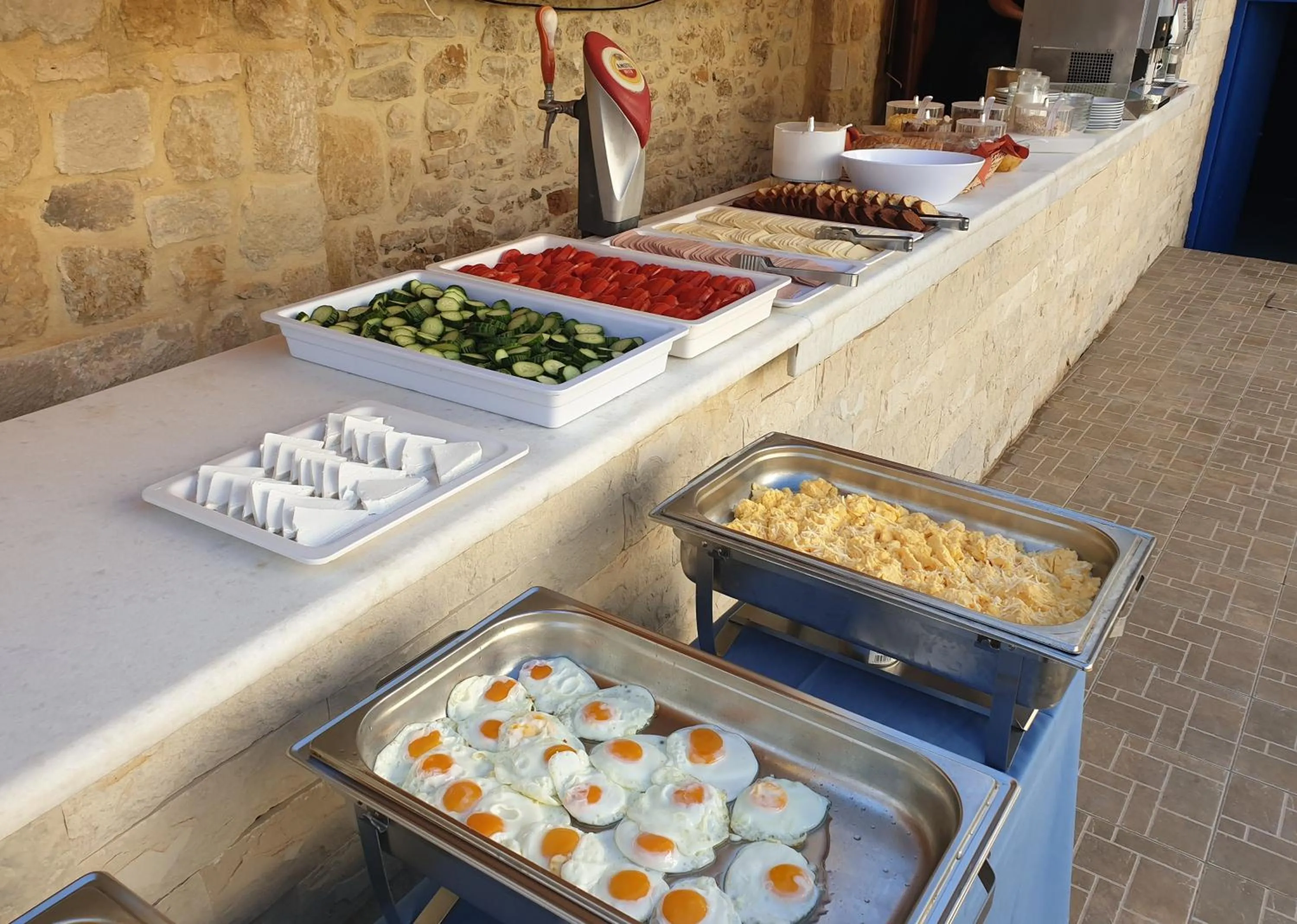 Buffet breakfast in Kassavetis Center - Hotel Studios & Apartments