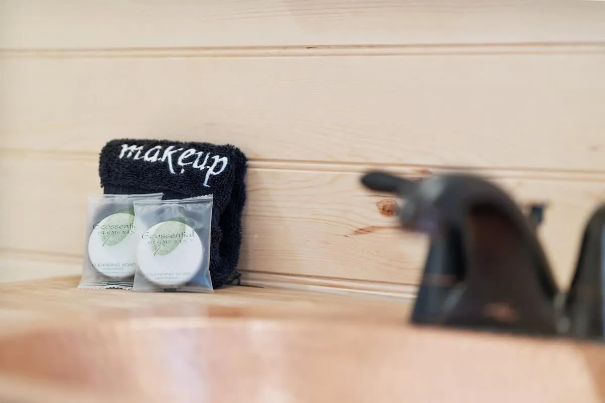 Bathroom in Stunning Cabin Right on Main St!