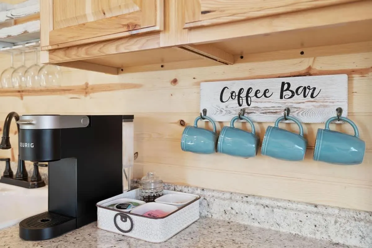 Coffee/tea facilities in Stunning Cabin Right on Main St!