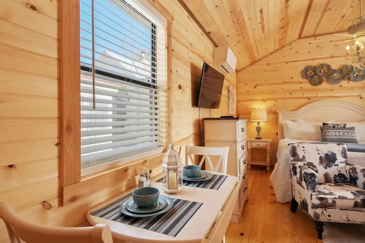 Bed in Stunning Cabin Right on Main St!