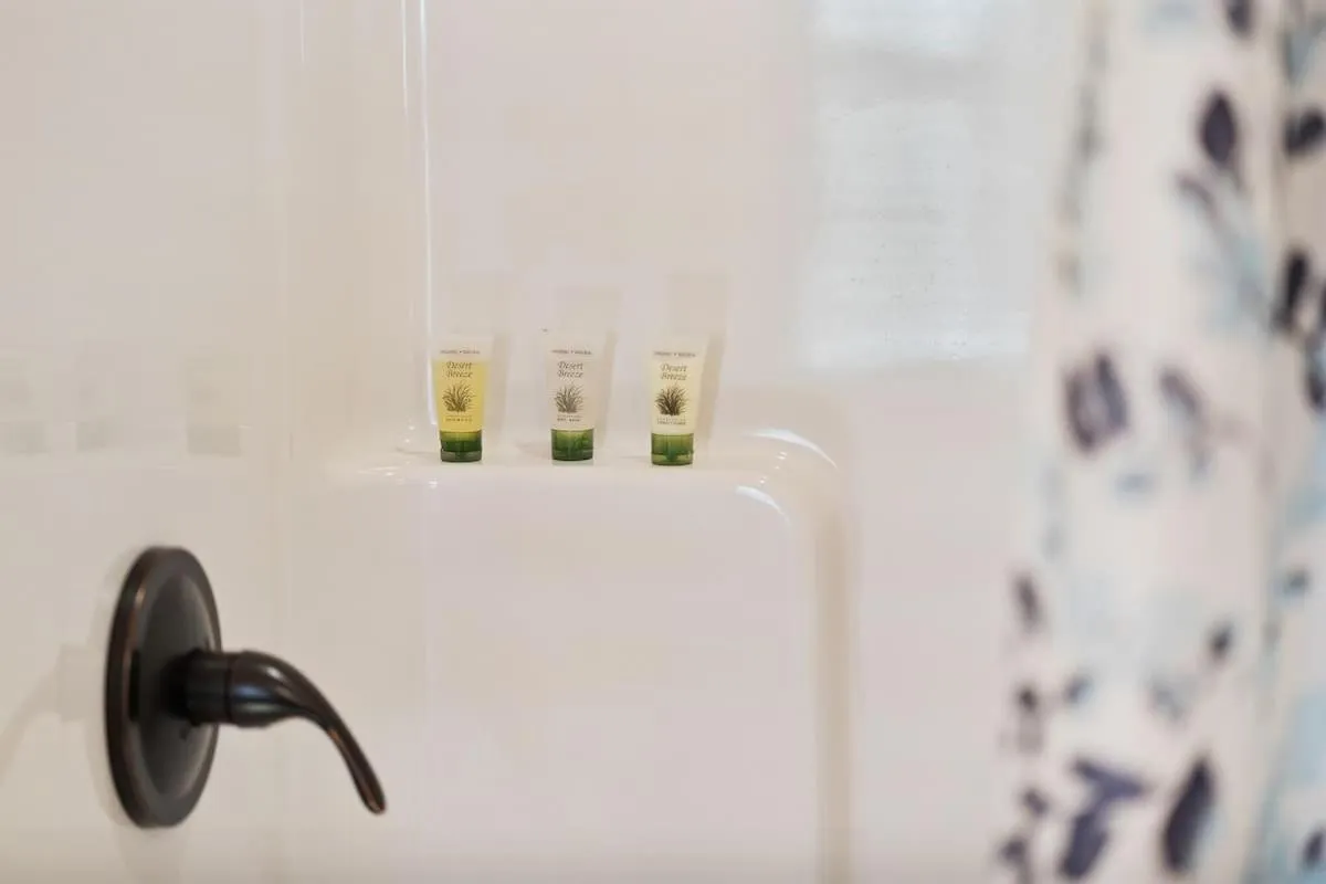 Bathroom in Stunning Cabin Right on Main St!