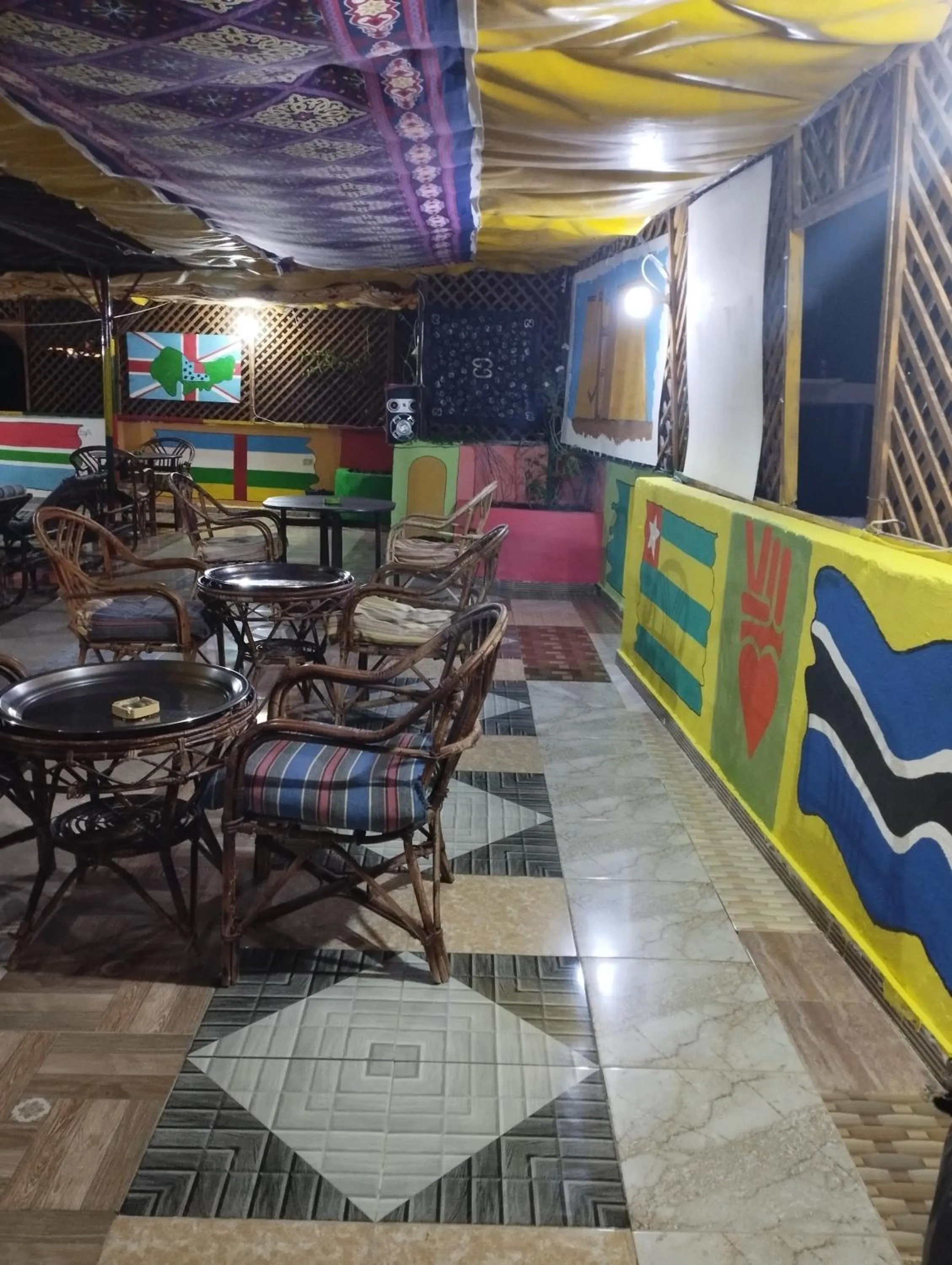 Seating area in Bob Marley Peace hotel luxor