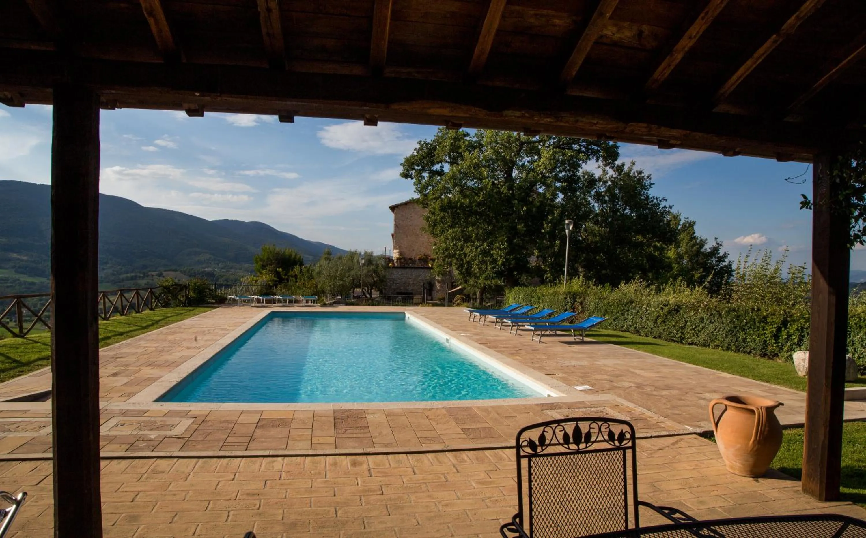 Pool view in Il Castello Di Perchia
