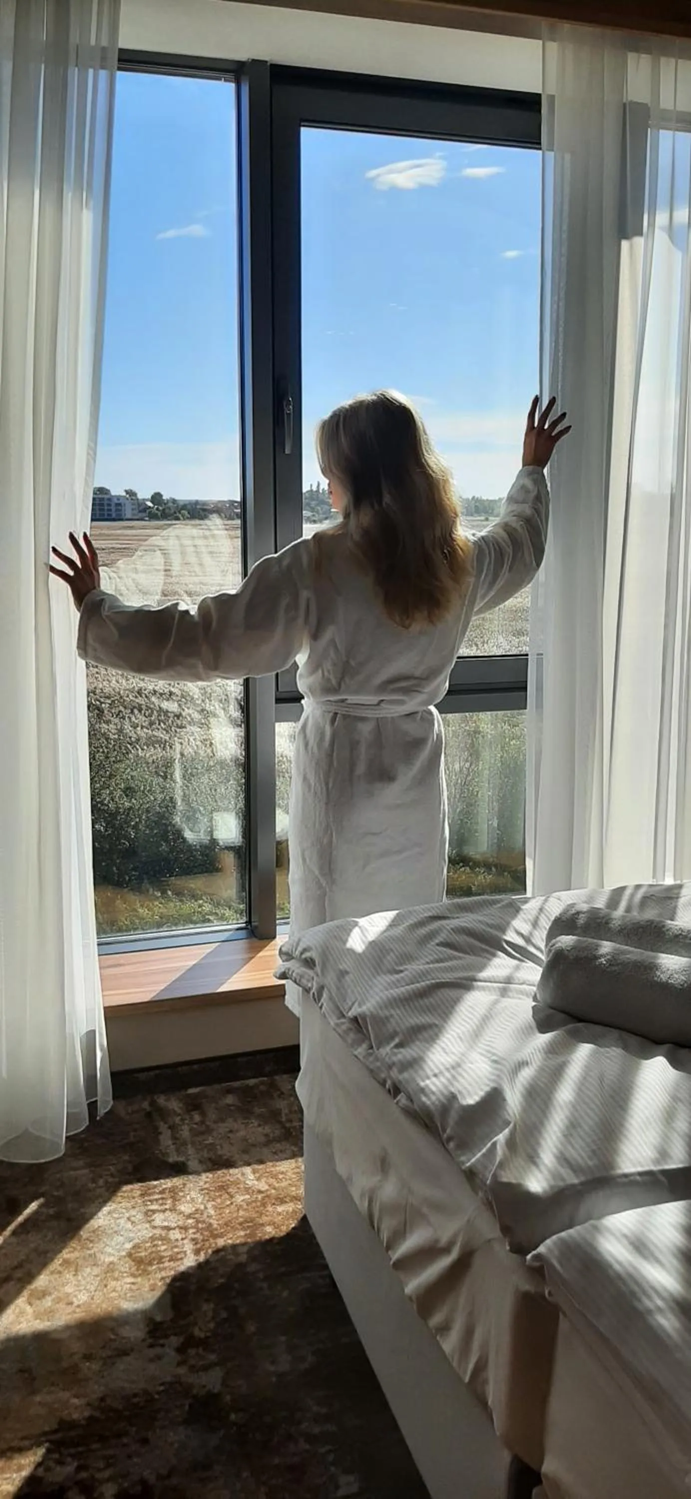 View (from property/room), Bed in Blue&Green Baltic Hotel mediSPA&fit