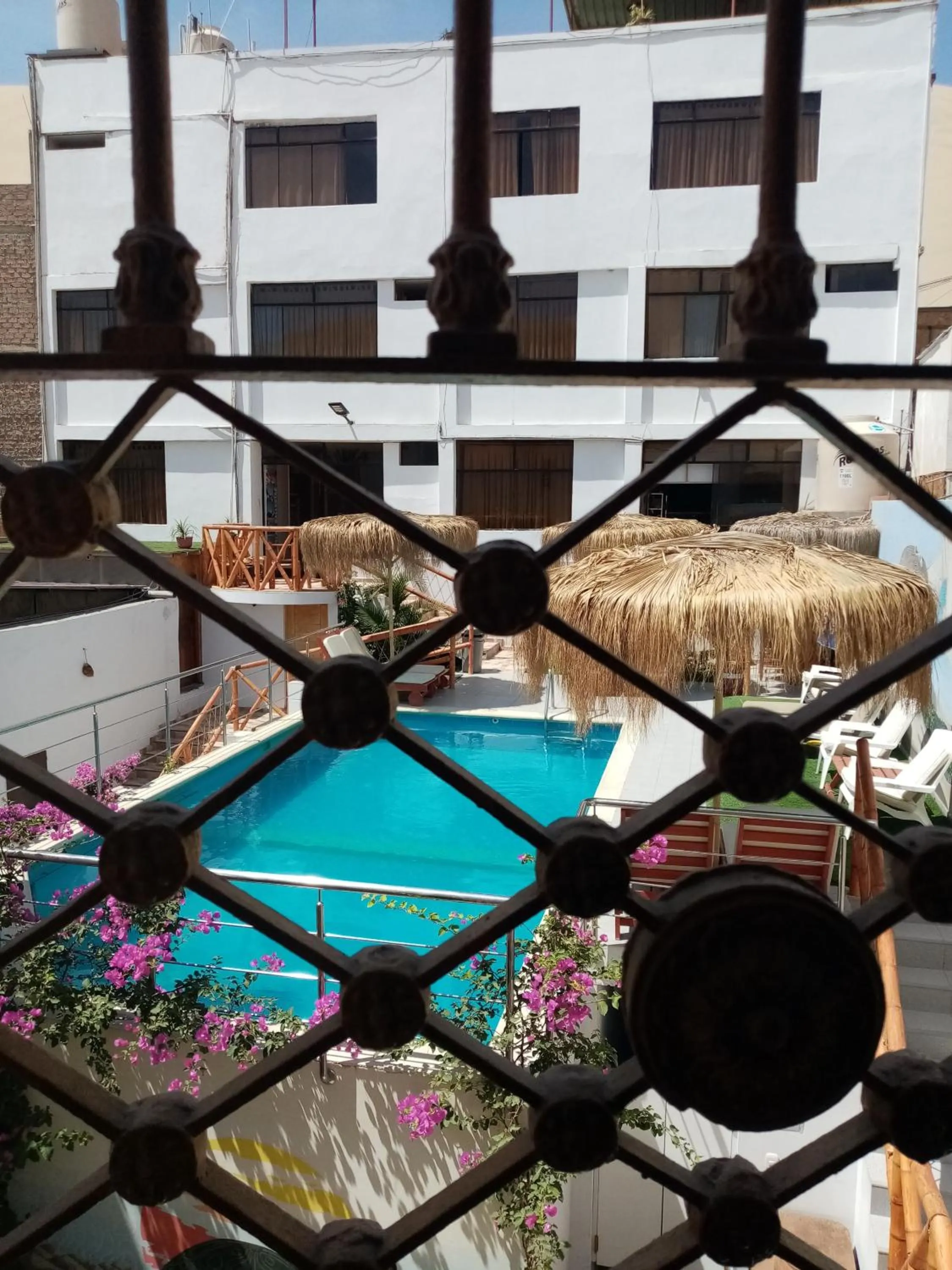 Pool view in Hostal Huacachina Sunset