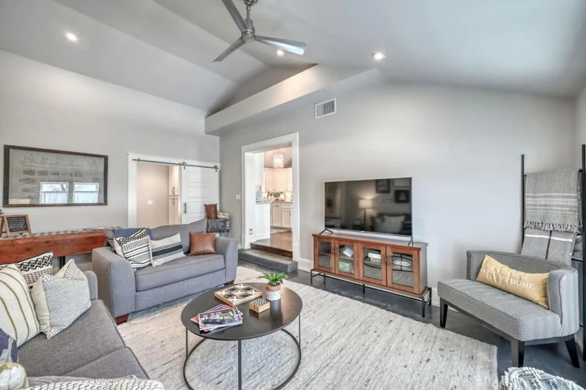 Living room in Modern Luxurious Home with game room