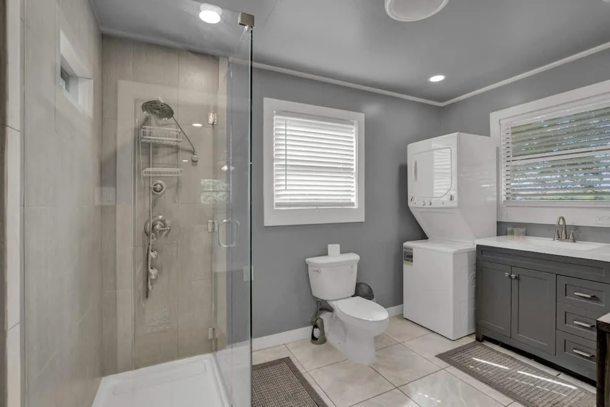 Shower in Grey Haus Casita-Peaceful Hill Country Views!