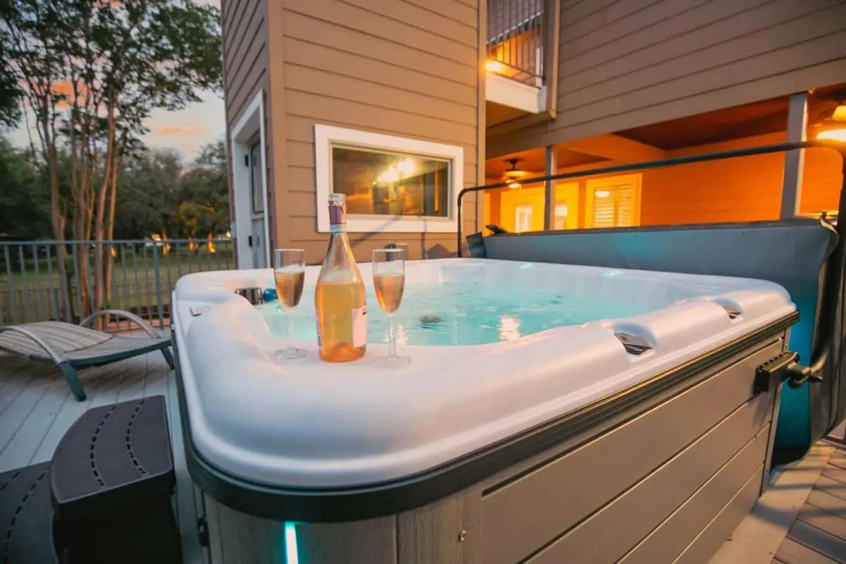 Bathroom in Luxury on Lake LBJ with Hot Tub Firepit & Boat Slip