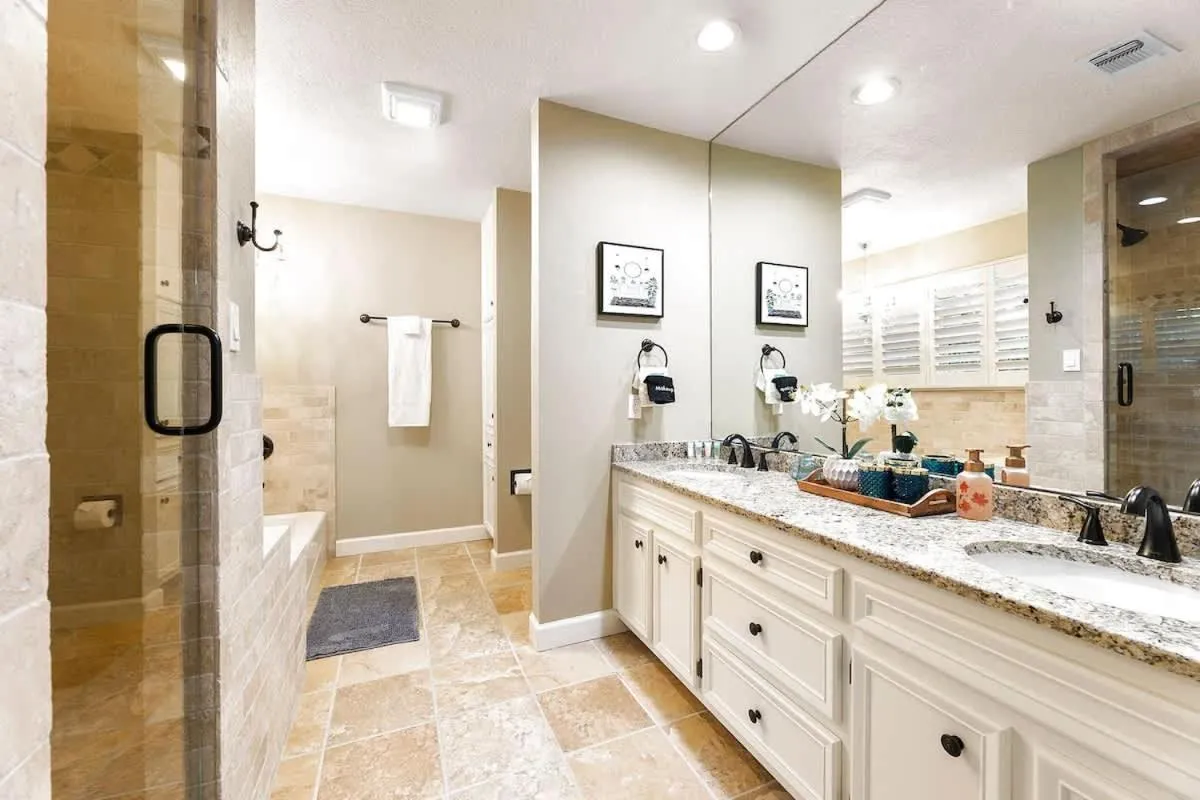 Bathroom in Luxury on Lake LBJ with Hot Tub Firepit & Boat Slip
