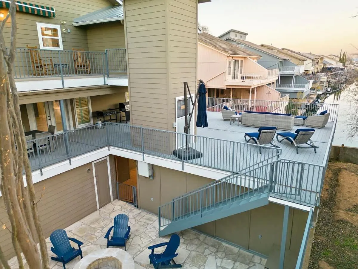 Balcony/Terrace in Luxury on Lake LBJ with Hot Tub Firepit & Boat Slip