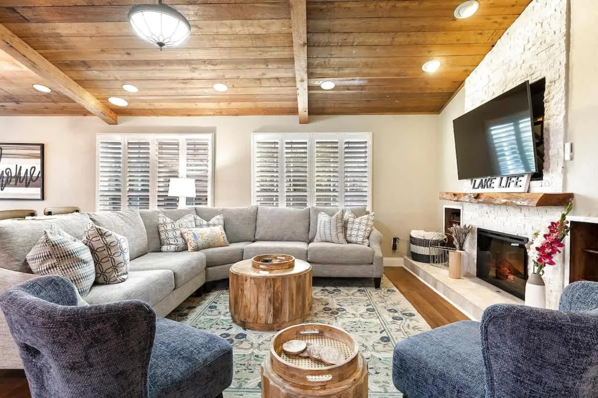 Living room in Luxury on Lake LBJ with Hot Tub Firepit & Boat Slip