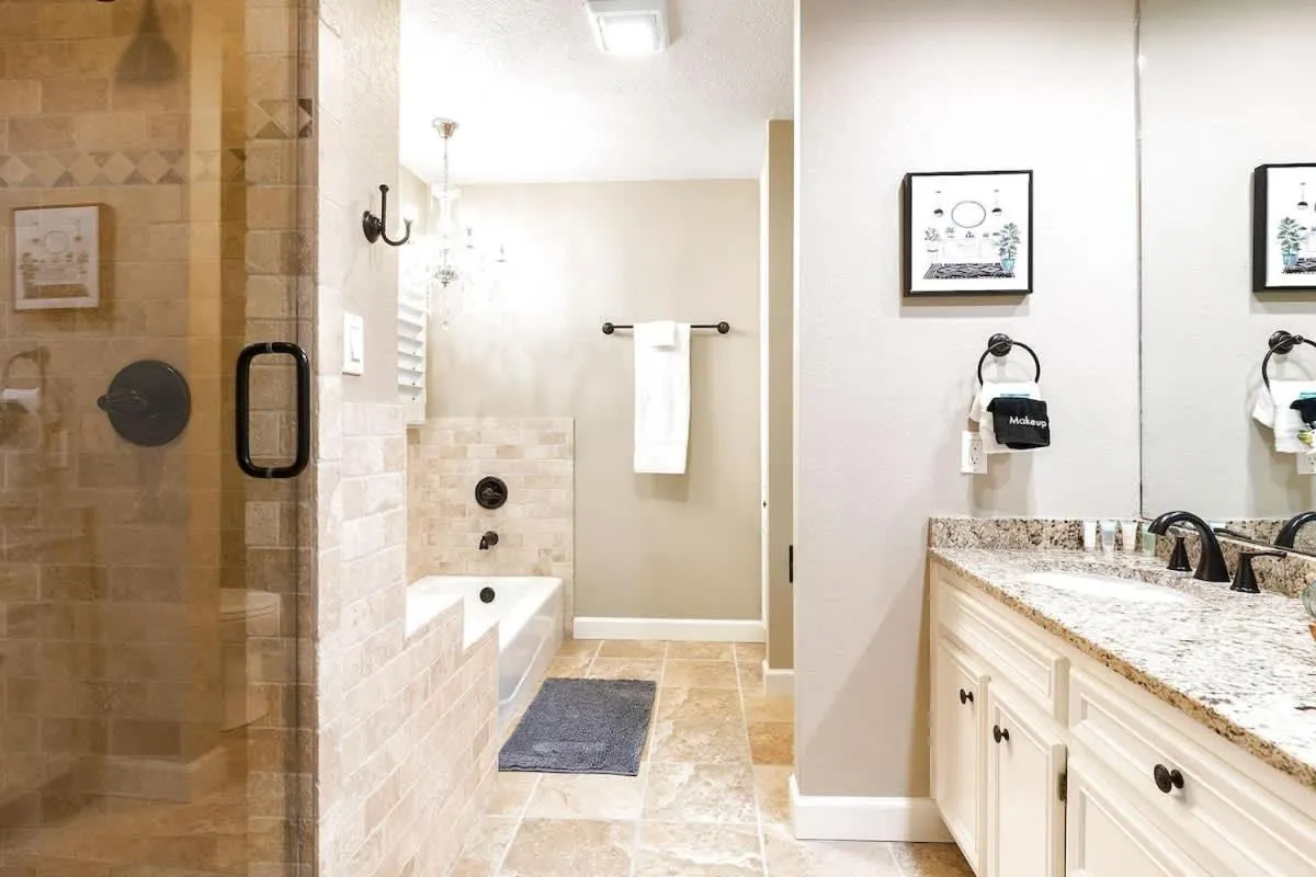 Bathroom in Luxury on Lake LBJ with Hot Tub Firepit & Boat Slip