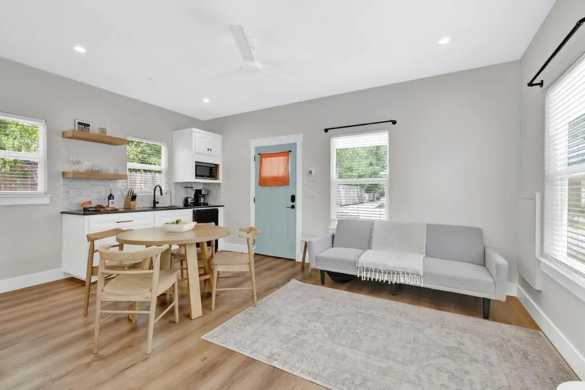 Kitchen or kitchenette in The Grove-C with Hot Tub - Walk to Main Street