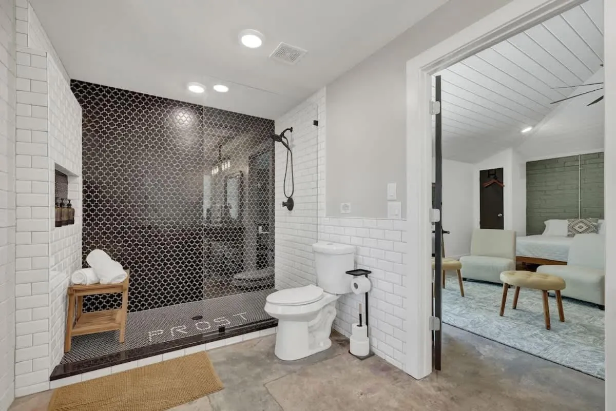 Bathroom in Walk to Schlitterbahn with Firepit