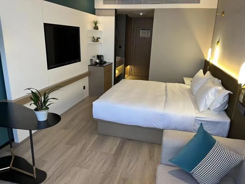 Bed in GreenTree Eastern Hotel Yiwu International Trade City