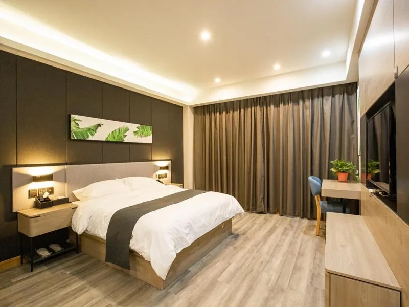 Bed in Thank Inn Plus Jining Wenshang Baoxiang Temple