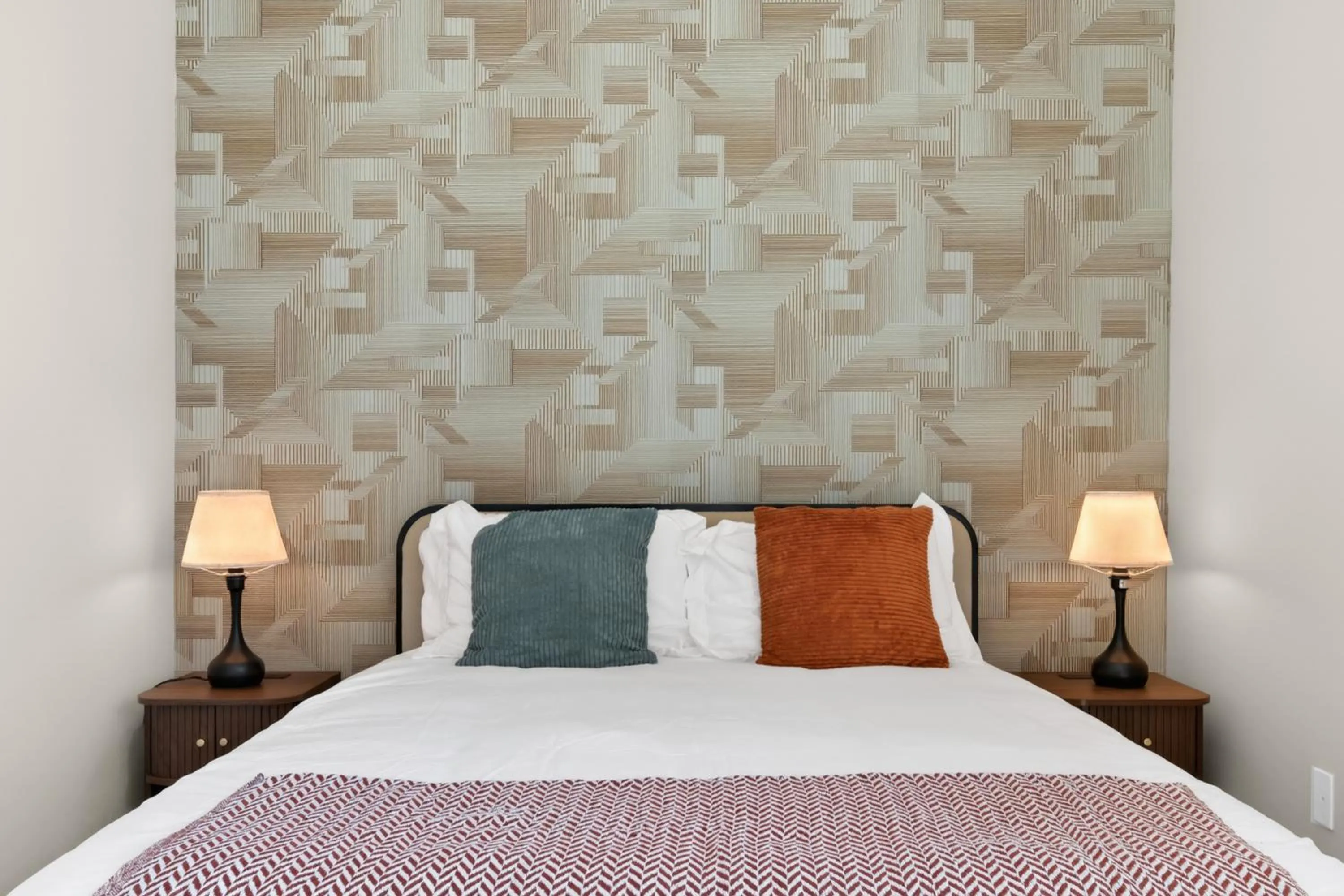 Bed in Modern Downtown Retreat Balcony Rooftop Views