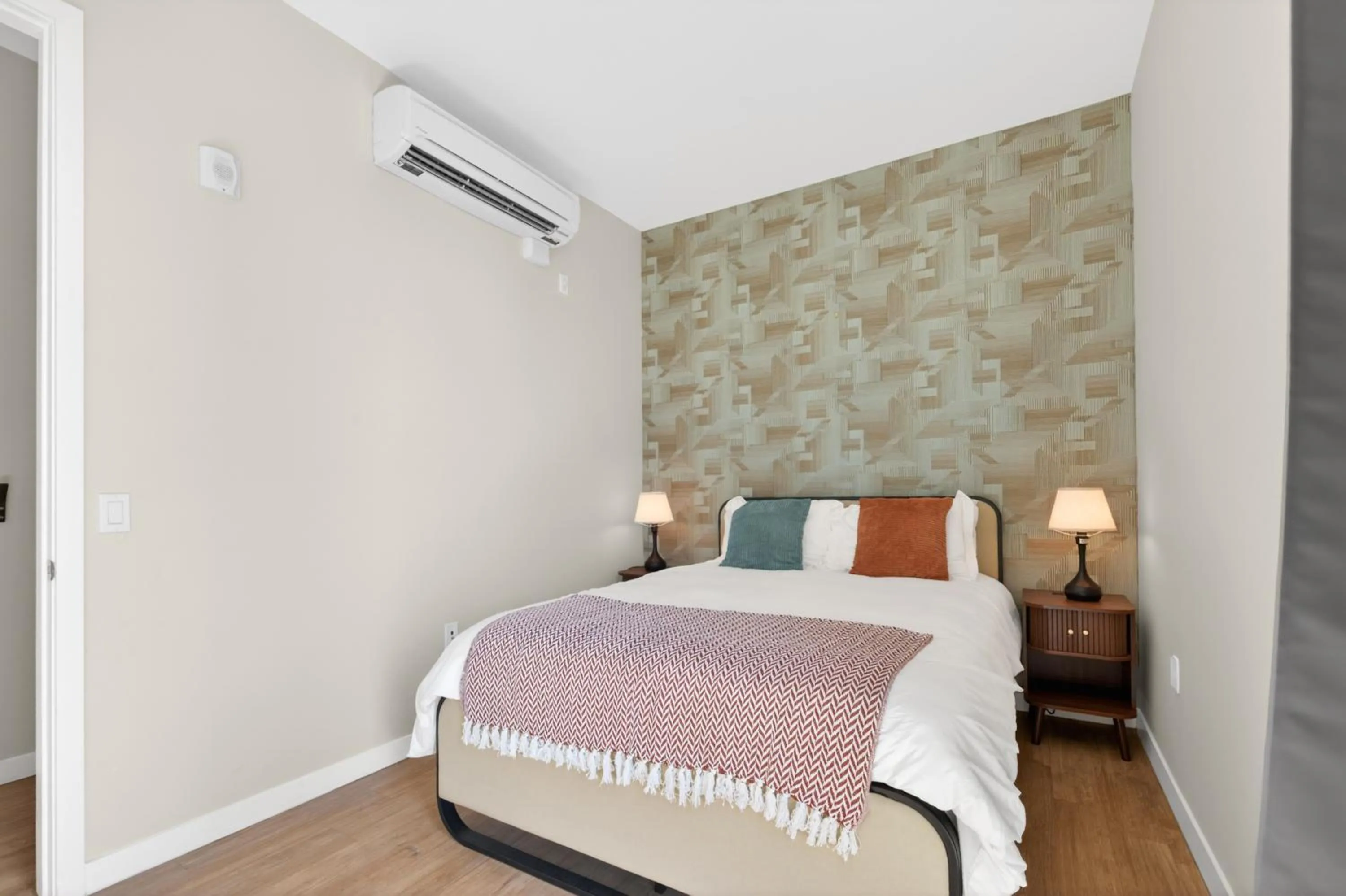 Bed in Modern Downtown Retreat Balcony Rooftop Views