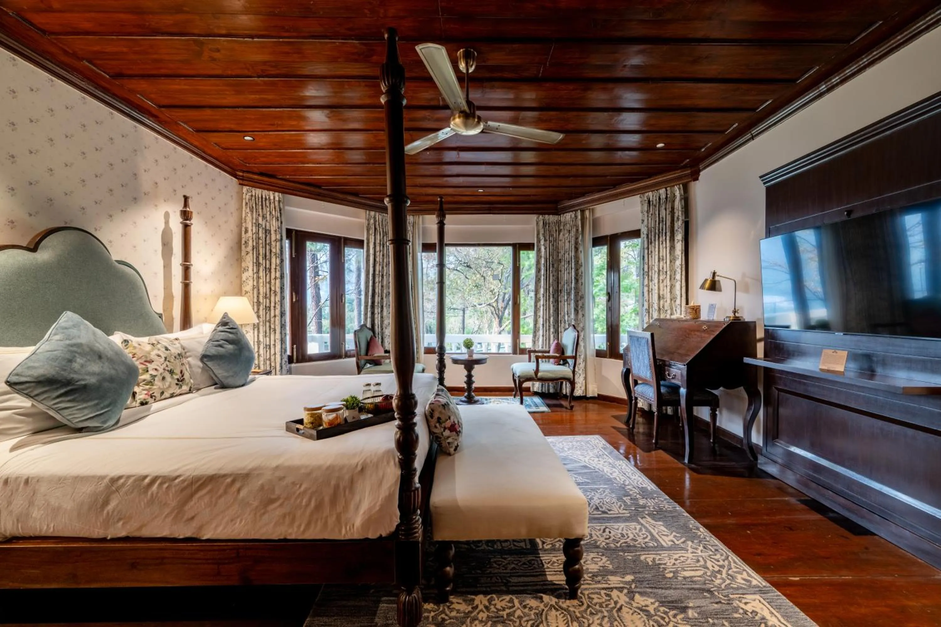Photo of the whole room, Bed in Brij Anayra Dharamshala - A Himalayan Luxury Retreat