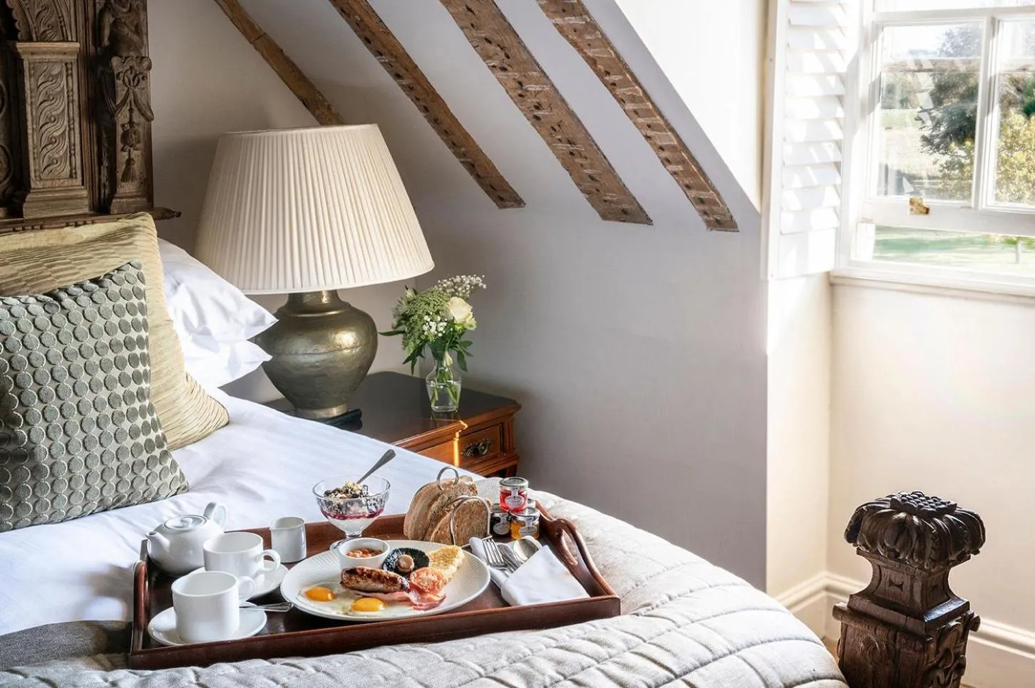 Bed in Chilston Park Hotel