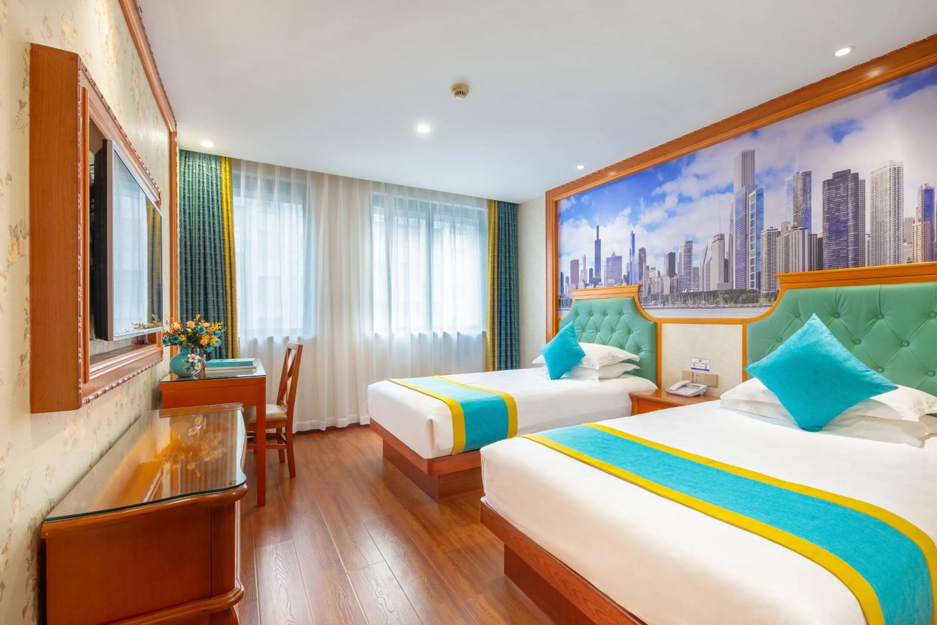 Communal lounge/ TV room, Bed in Yiwu Defeng Hotel