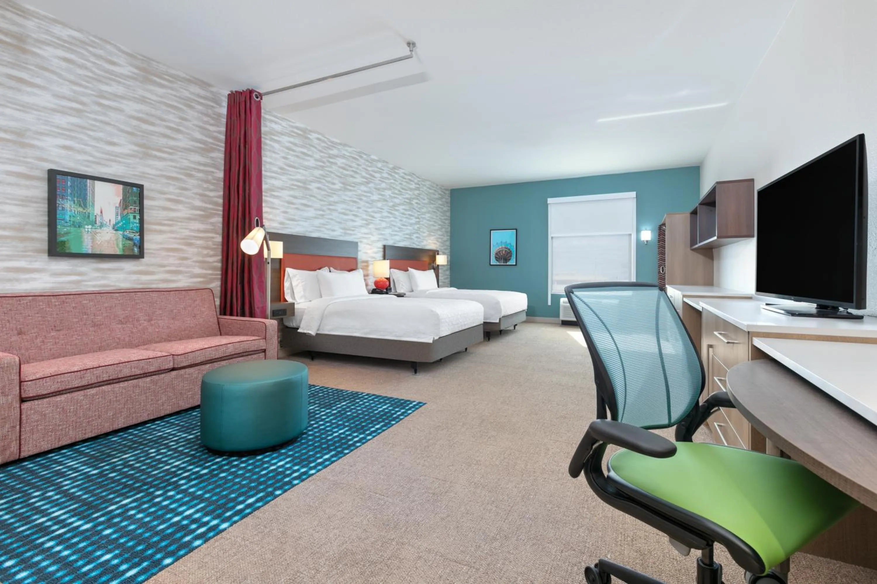 Bed in Home2 Suites By Hilton Tulsa Airport