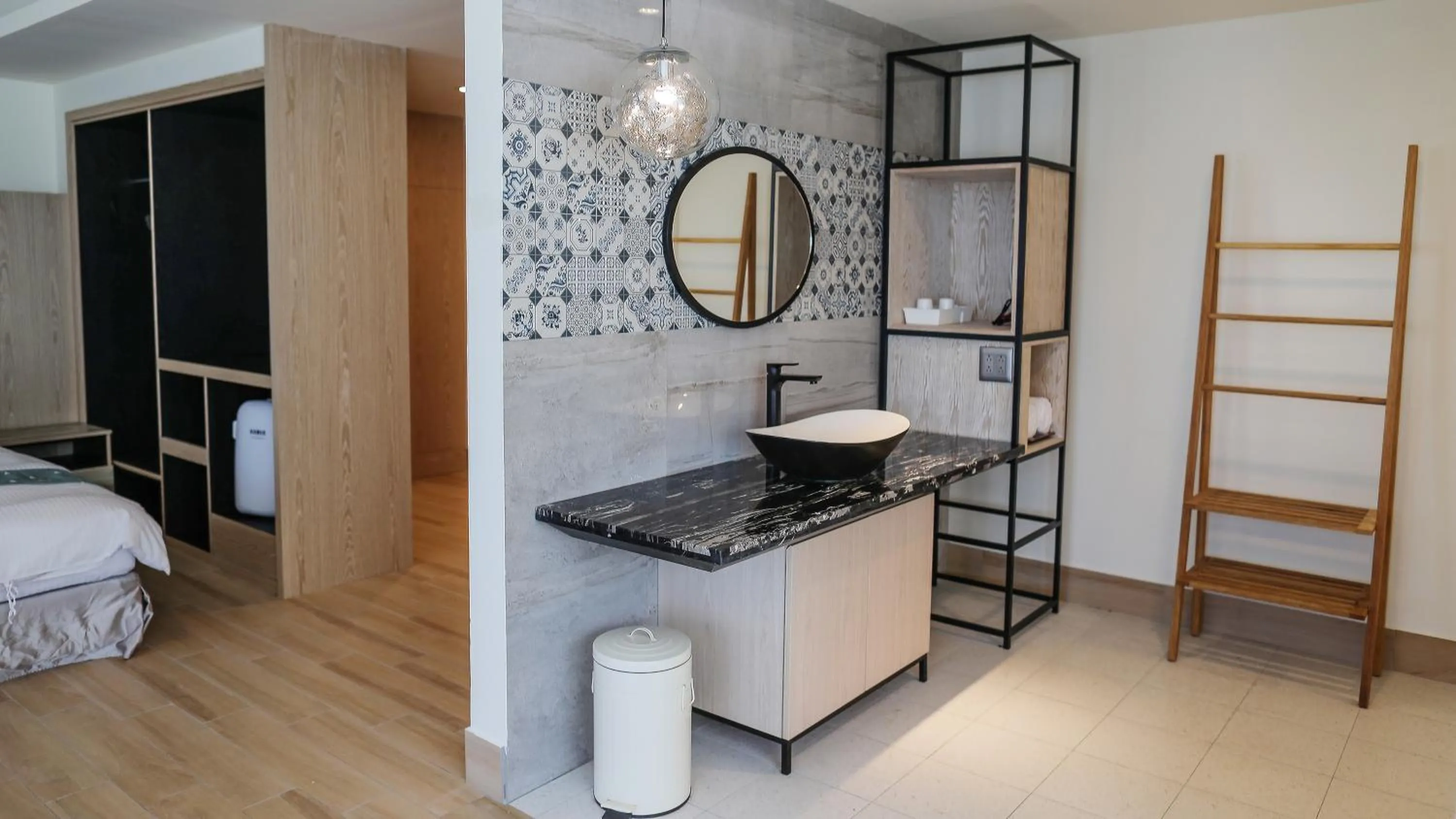 Bathroom, Bed in Sea Passion Hotel