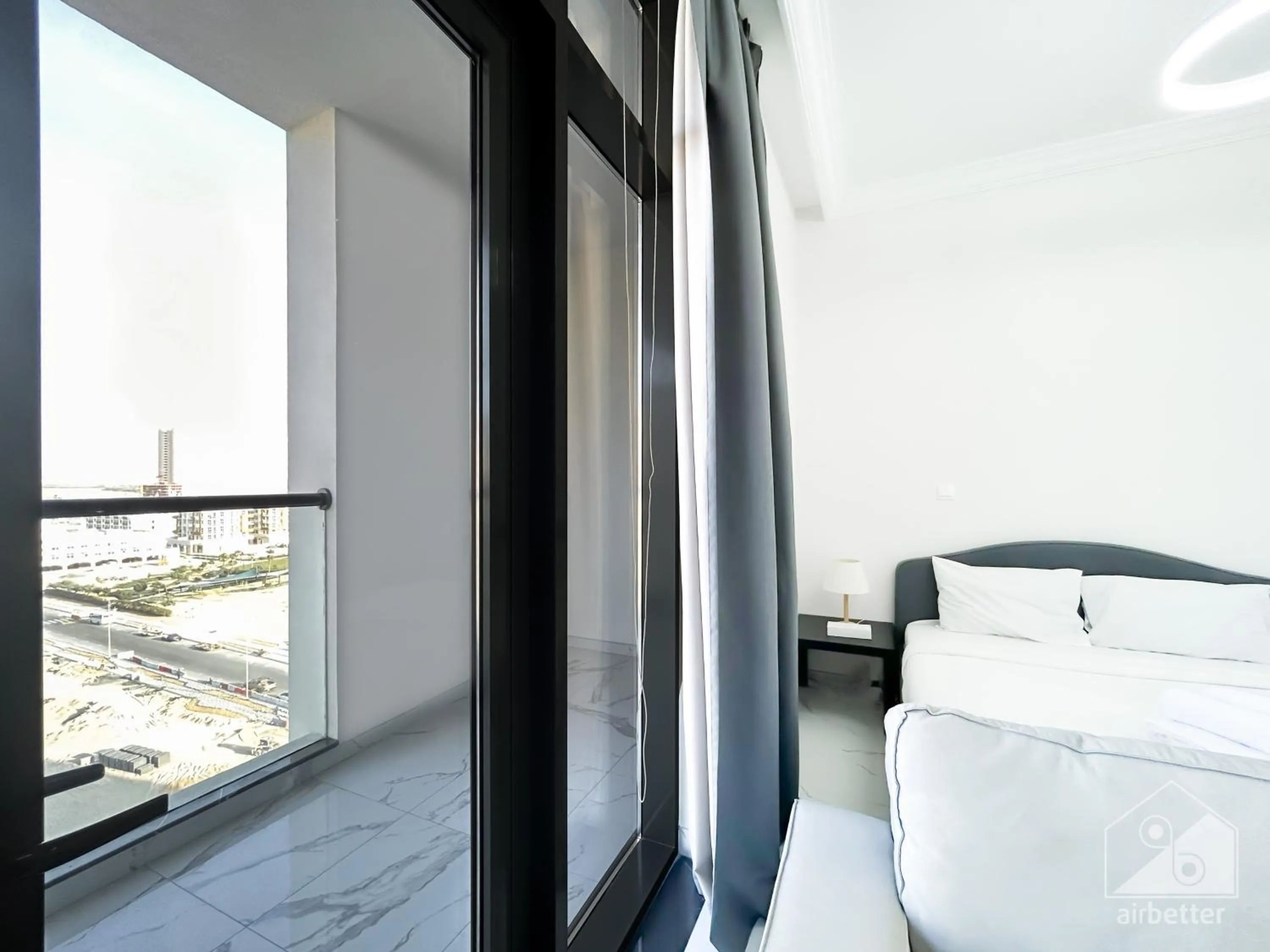 View (from property/room), Bed in Spacious Studio with balcony in AL Majan