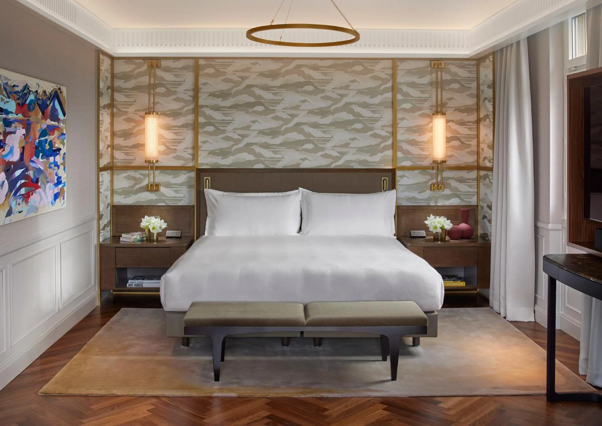 Property building, Bed in Mandarin Oriental Savoy, Zurich