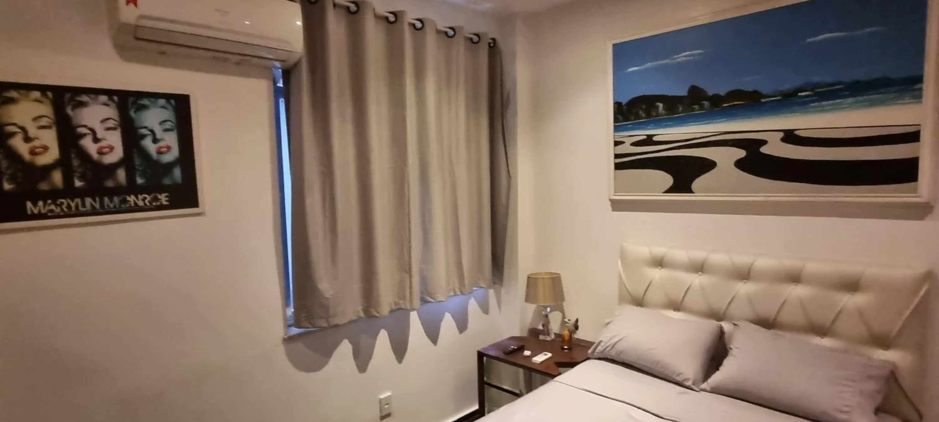 Bed in The best Copacabana Luxury Design 3 Bedroom room 3 bathroom 85 inch cinema tv top location