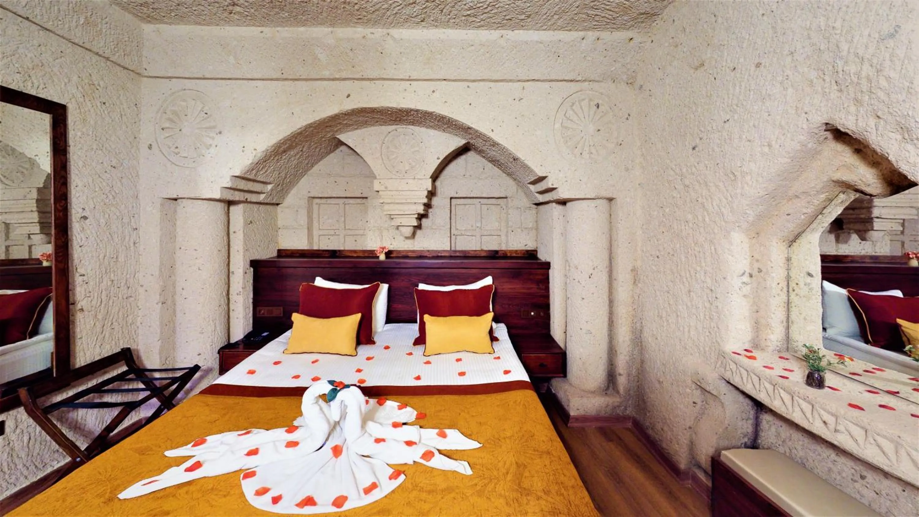 Bed in Mimi Cappadocia Luxury Cave Hotel